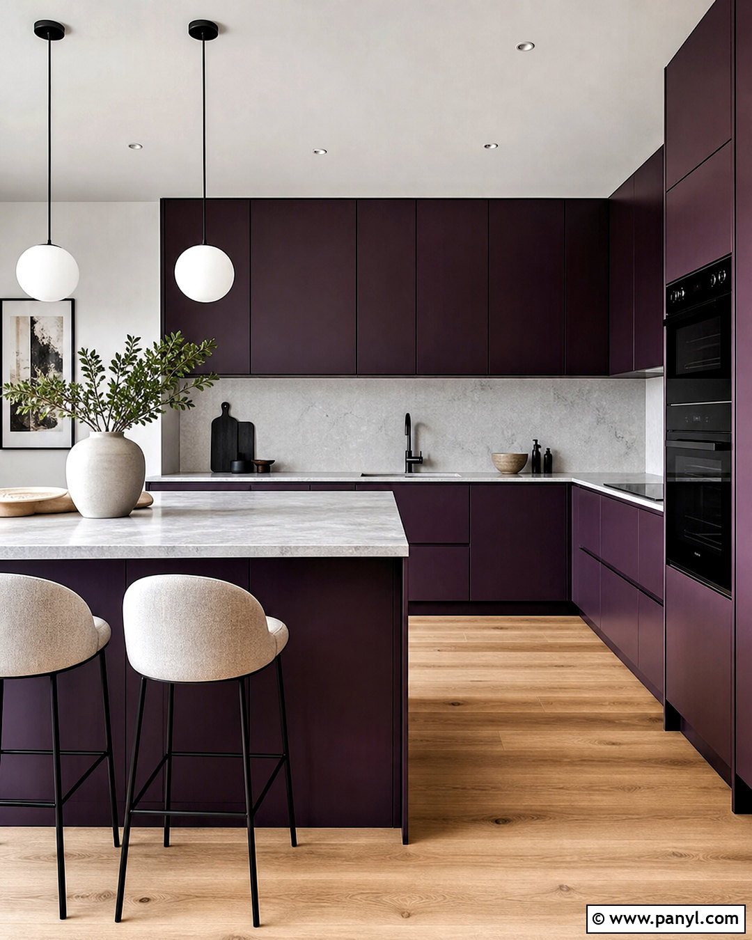 Aubergine Modern Purple Kitchen - 20 purple kitchen ideas