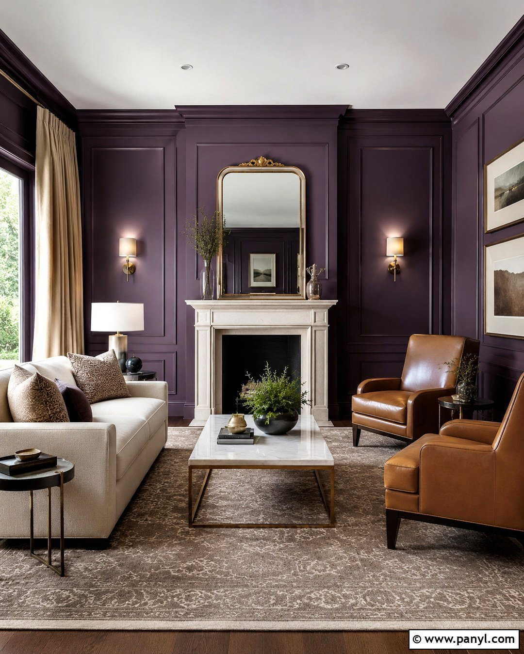 Aubergine Paneled Living Room Walls - 20 aubergine walls living room ideas