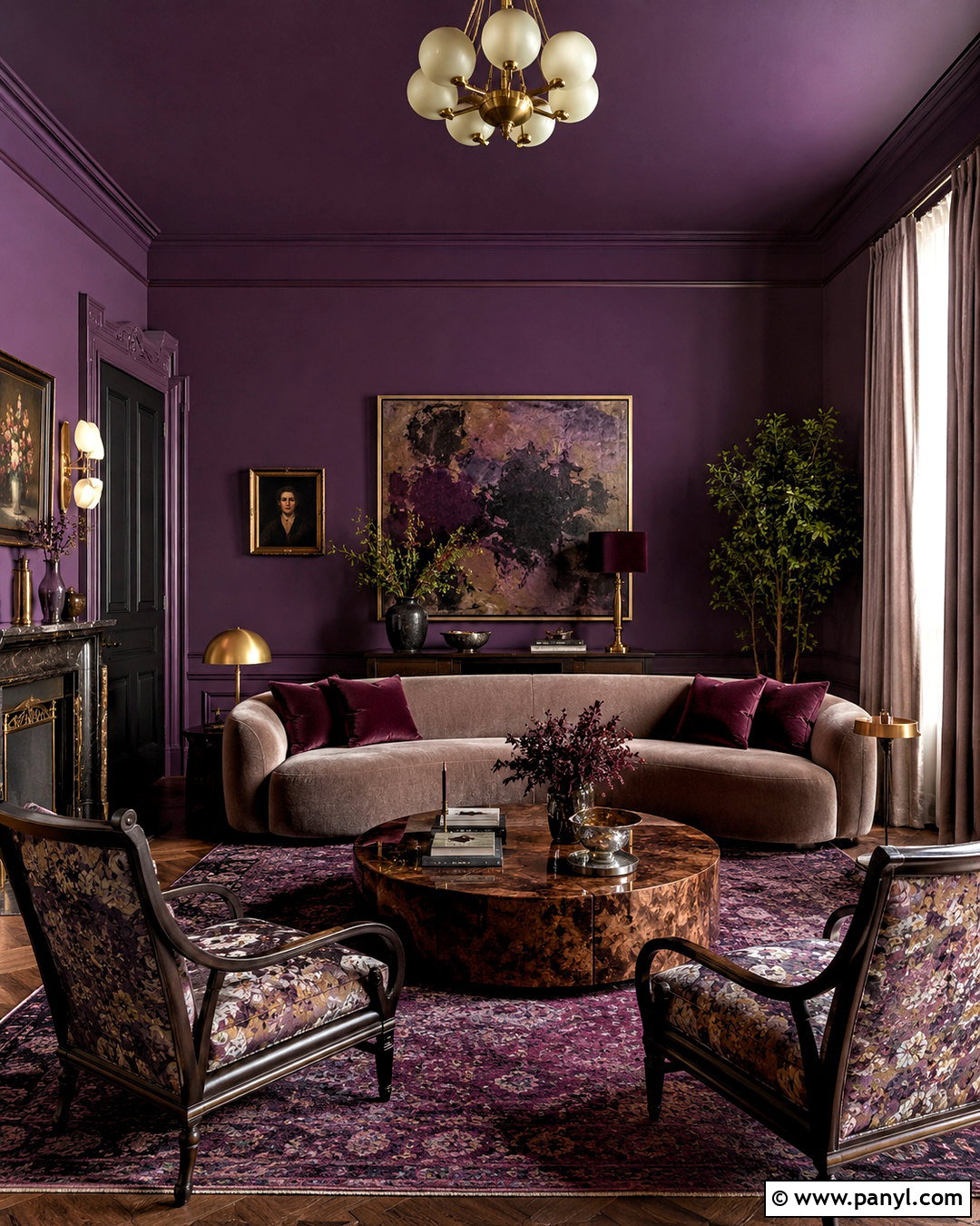 Aubergine Purple Moody Living Room - 20 moody living room ideas