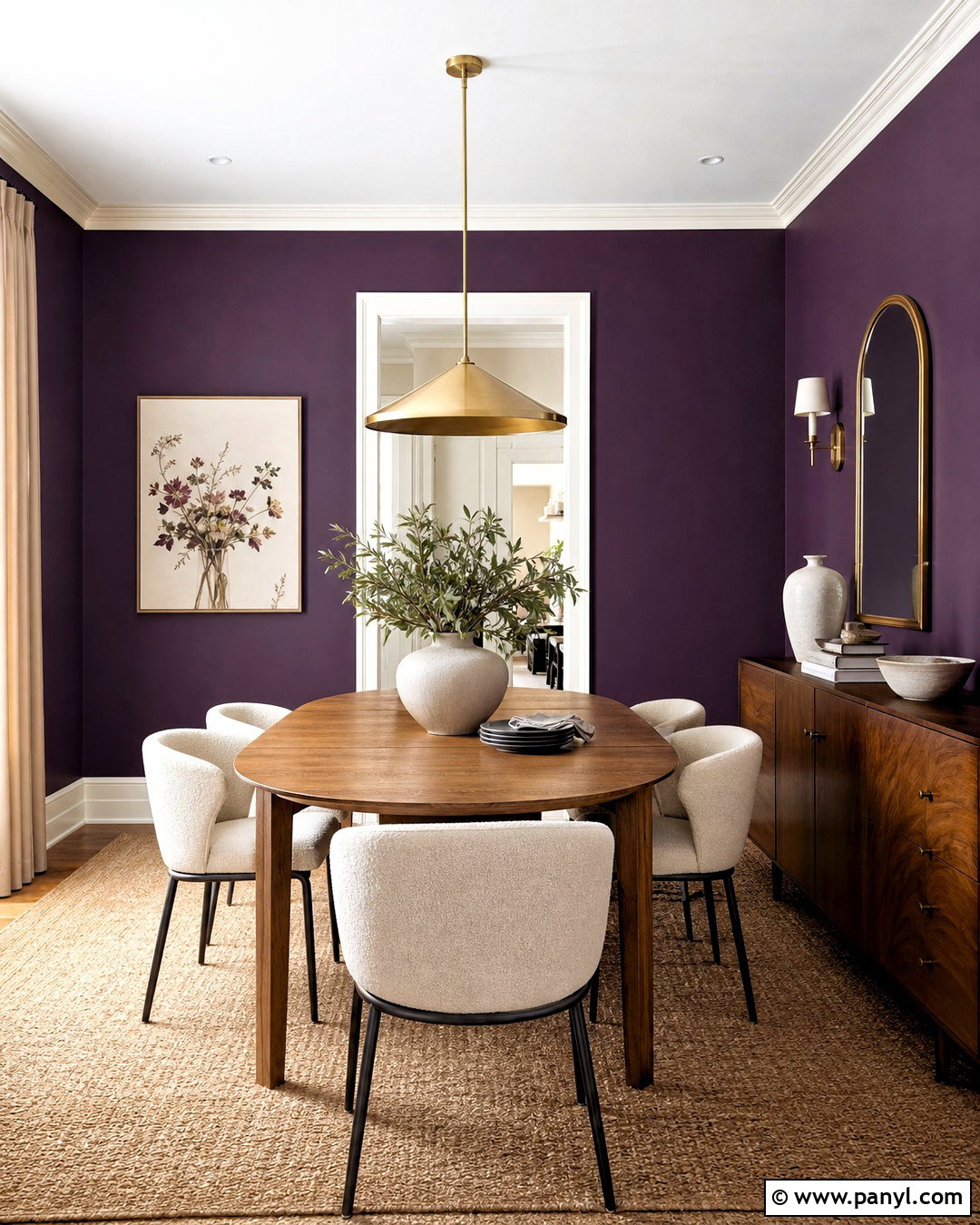 Aubergine Purple Wall Dining Room - 20 purple wall design ideas