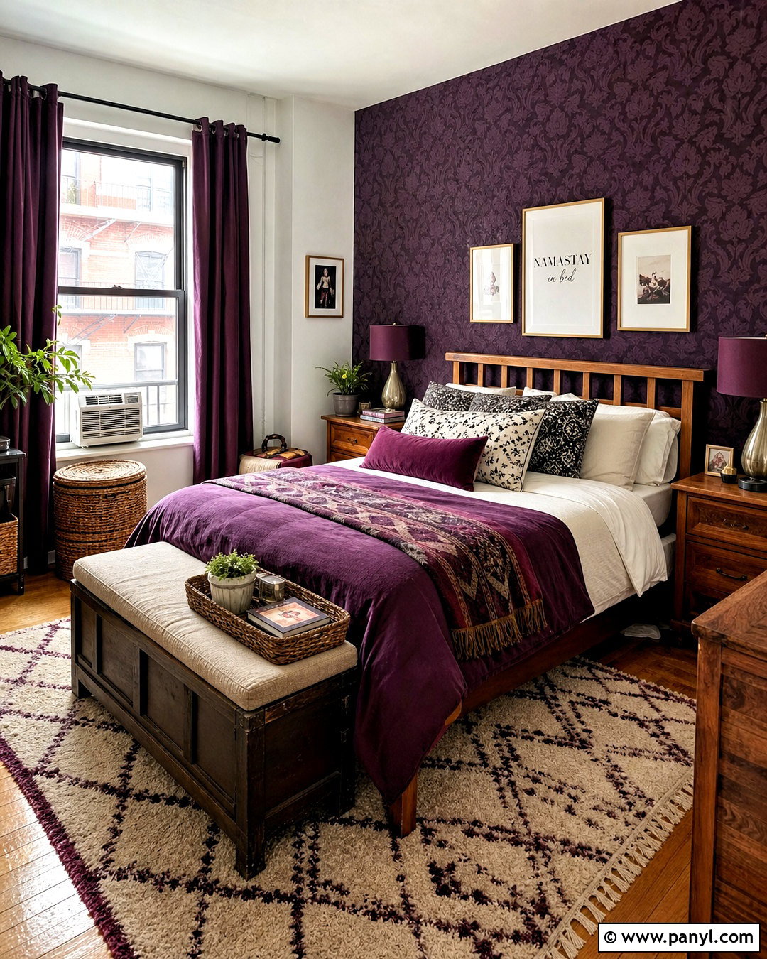 Aubergine Renter-Friendly Bedroom - 20 aubergine bedroom ideas