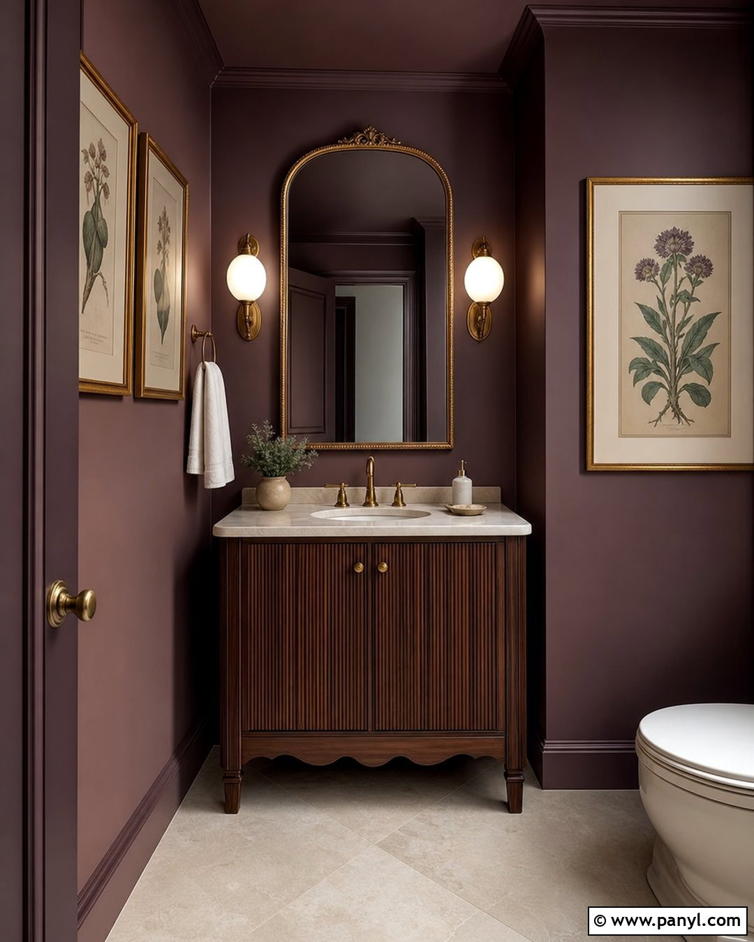 Aubergine Wall Color Powder Room - 30 Moody Wall Color Ideas