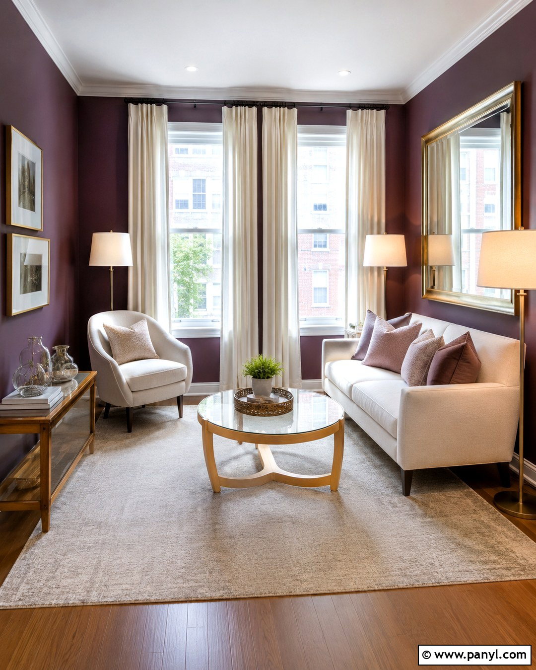 Aubergine Walls In A Small Living Room - 20 aubergine walls living room ideas