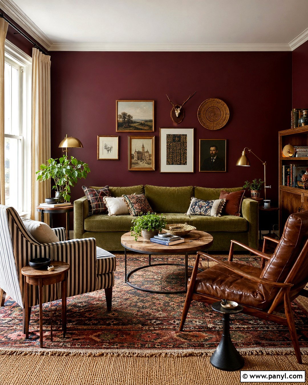 Aubergine Walls In An Eclectic Living Room - 20 aubergine walls living room ideas