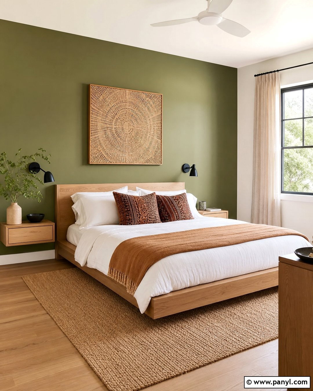 Avocado Green Accent Wall Behind The Bed - 20 Avocado Green Wall Ideas