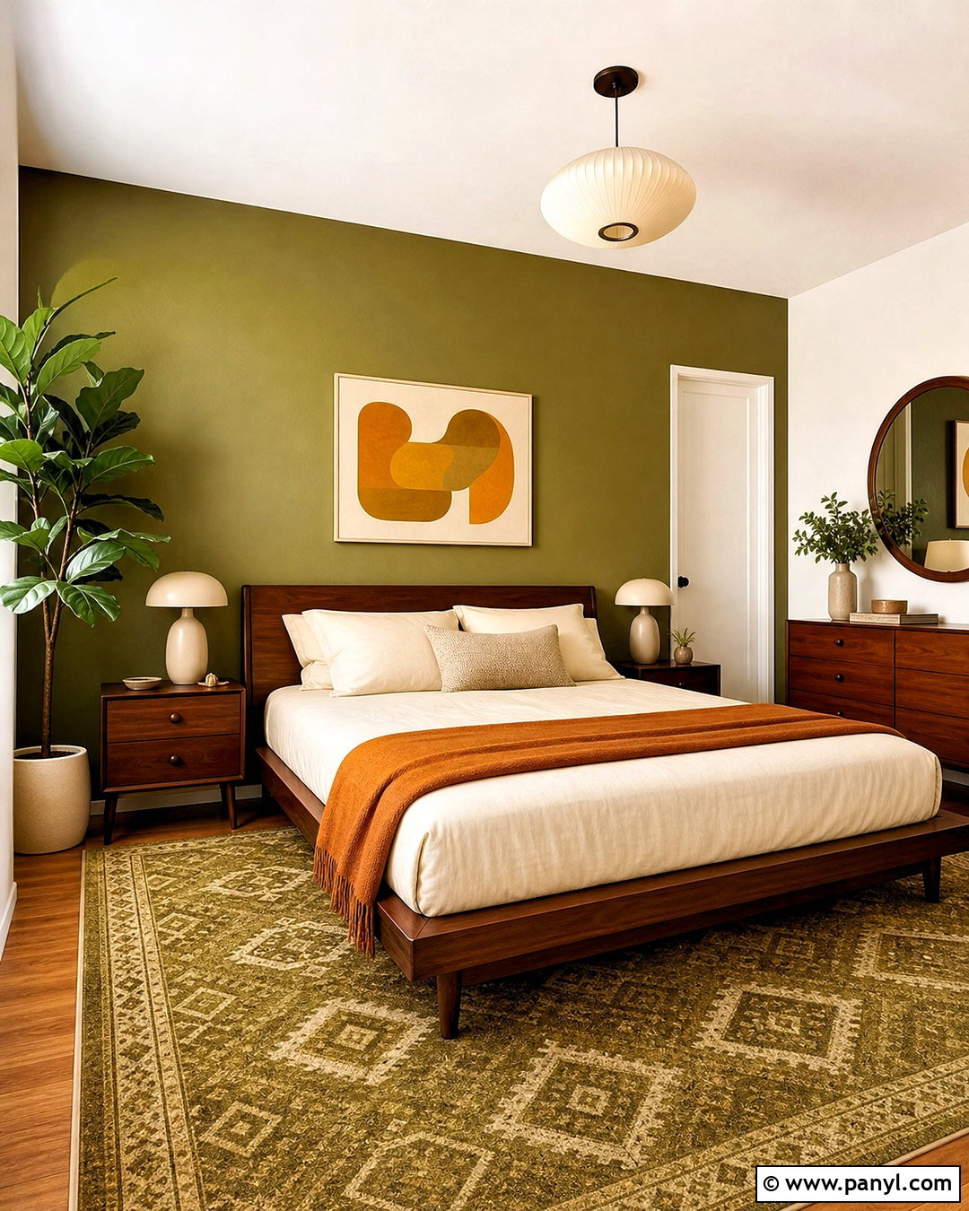 Avocado Green Accent Wall - 20 retro accent wall ideas
