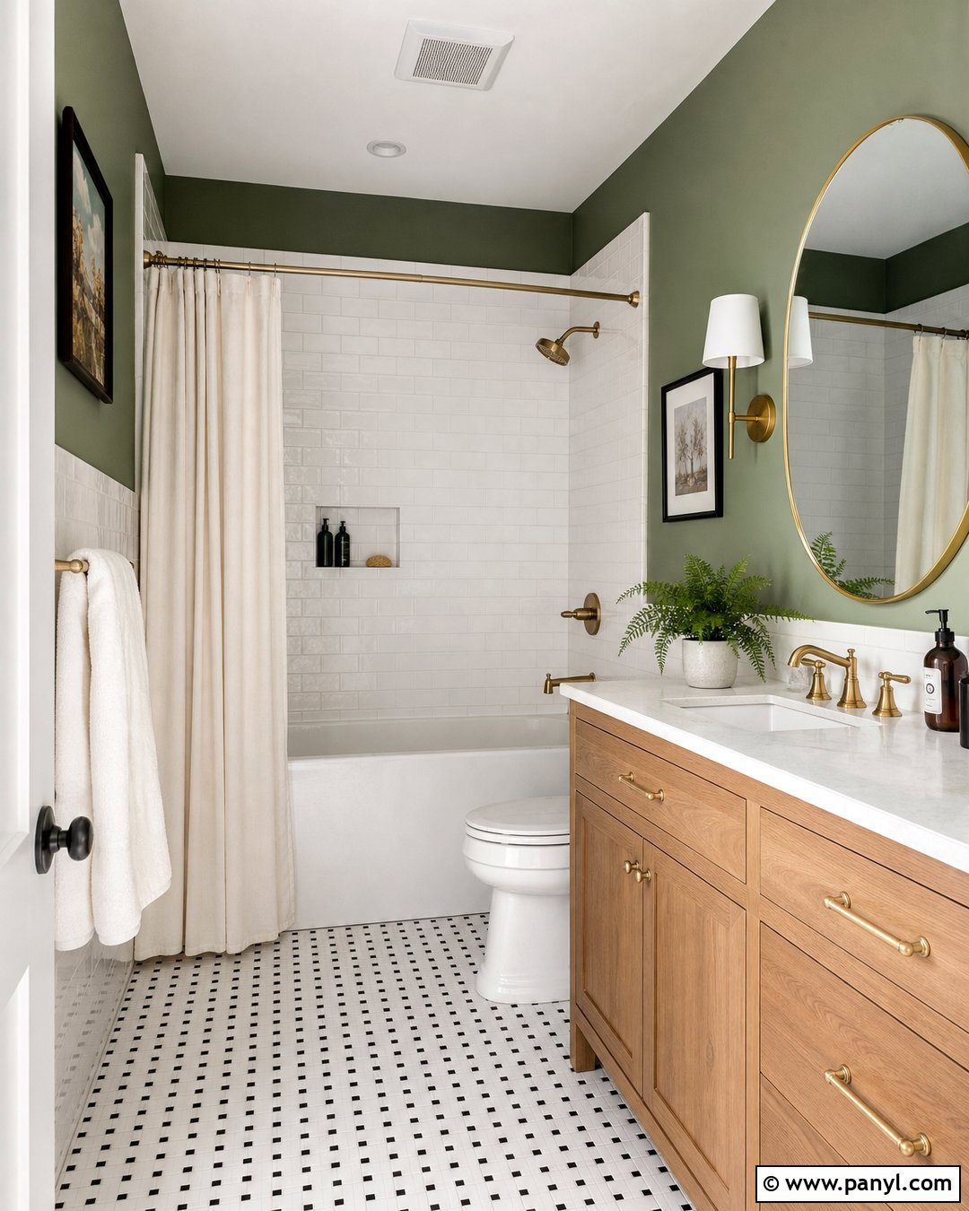 Avocado Green Bathroom With White Tile - 20 Avocado Green Wall Ideas