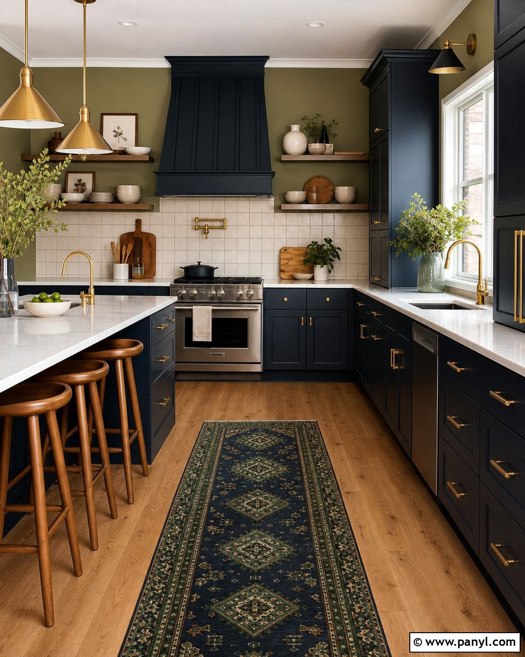 Avocado Green Kitchen With Navy Cabinets - 20 Avocado Green Wall Ideas