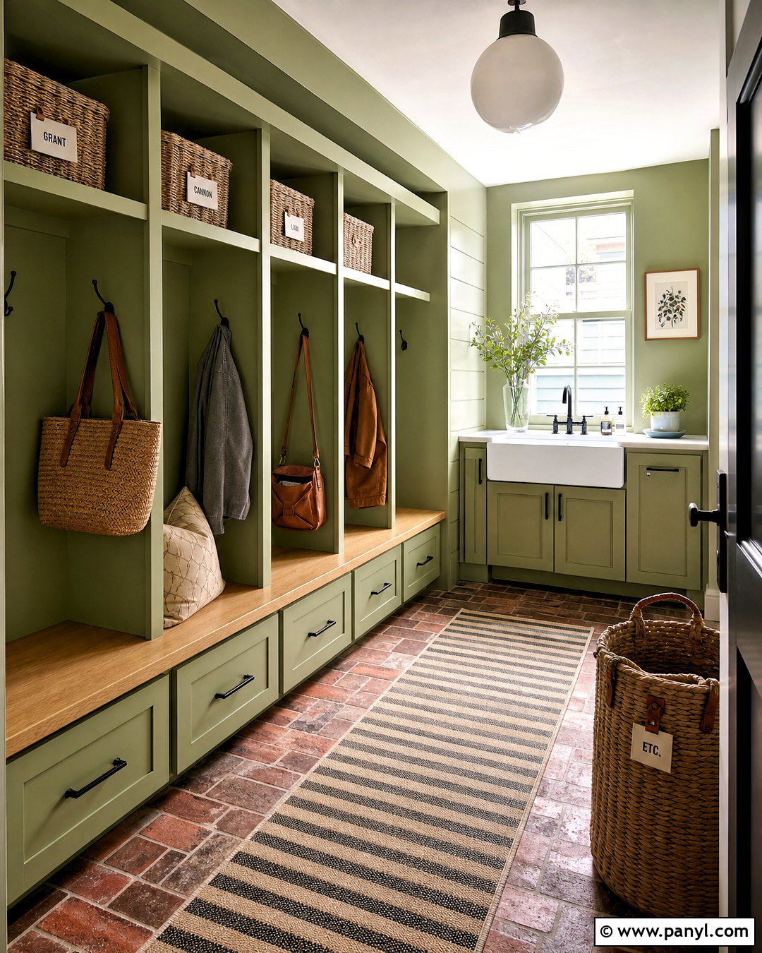 Avocado Green Mudroom - 20 green painted rooms