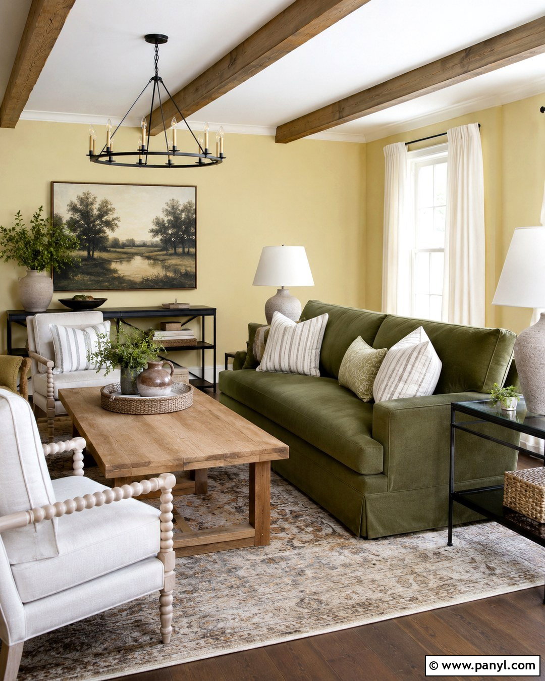 Avocado Green Sofa With Muted Yellow Walls - 20 Green Sofa Yellow Wall Ideas