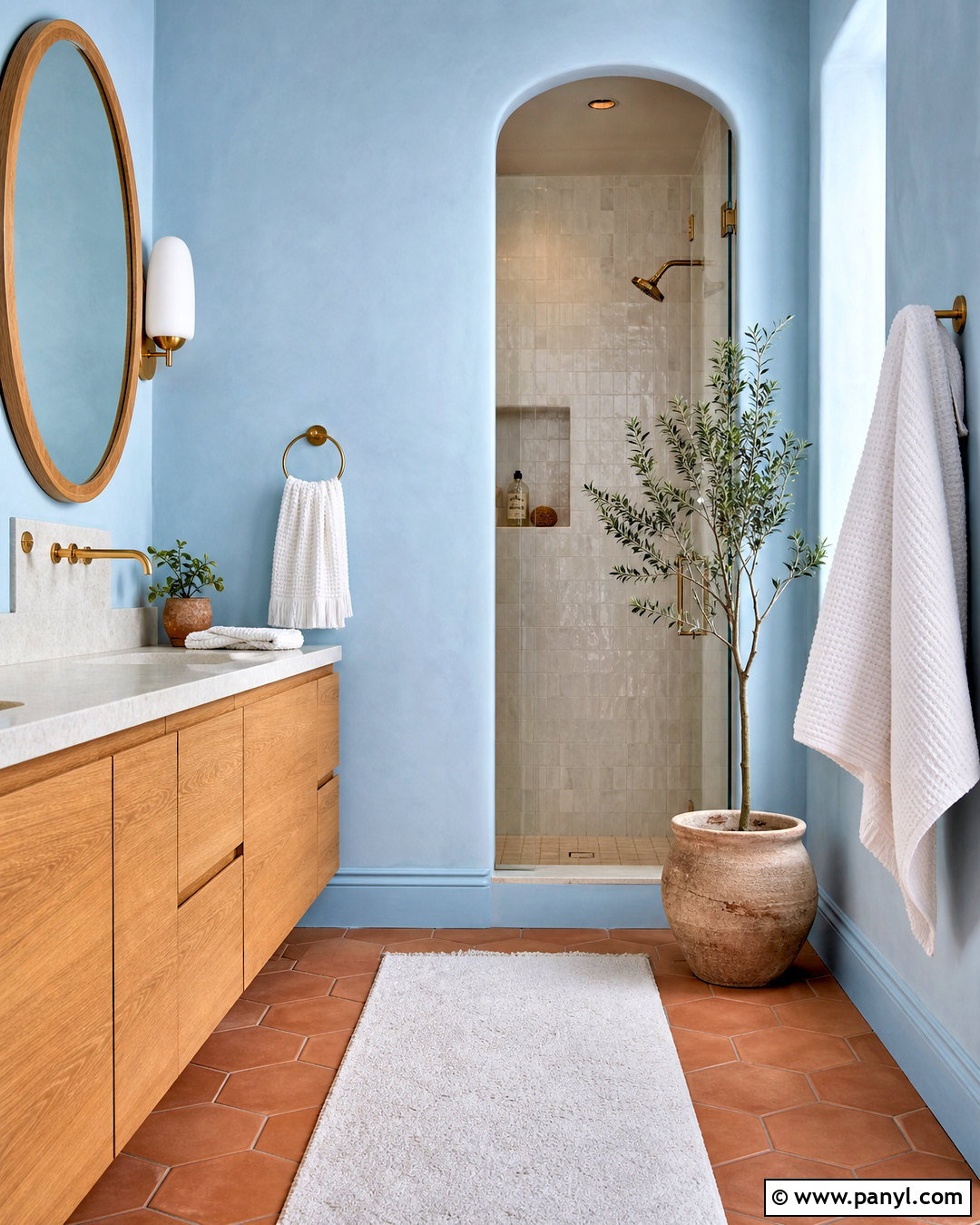 Baby Blue Bathroom With Terracotta Tile - 20 baby blue interior ideas