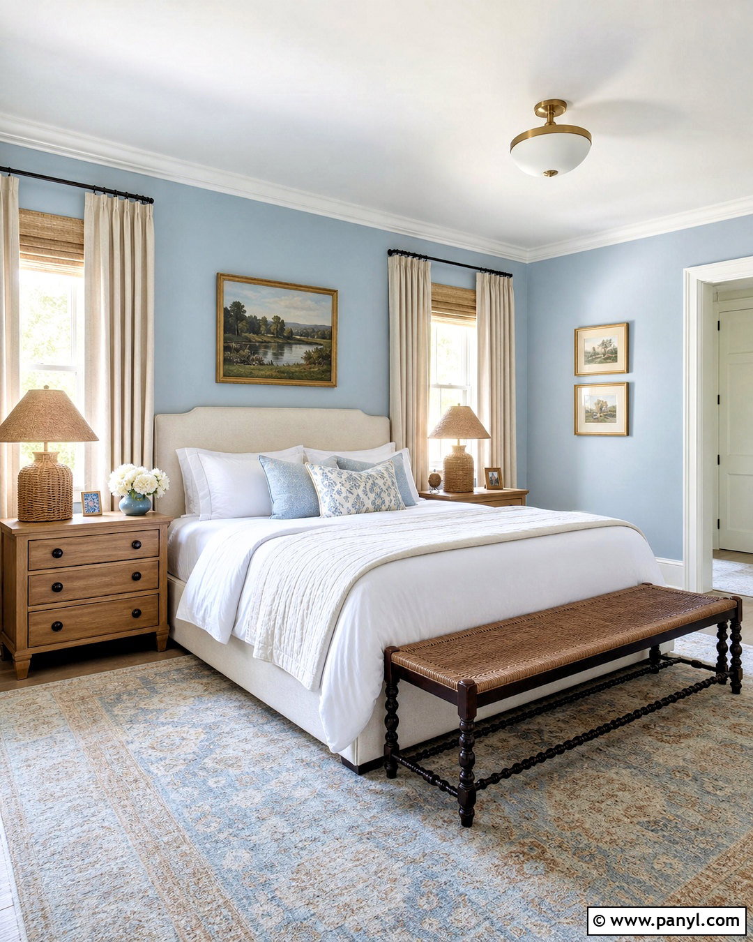 Baby Blue Bedroom With Cream Bedding - 20 baby blue interior ideas