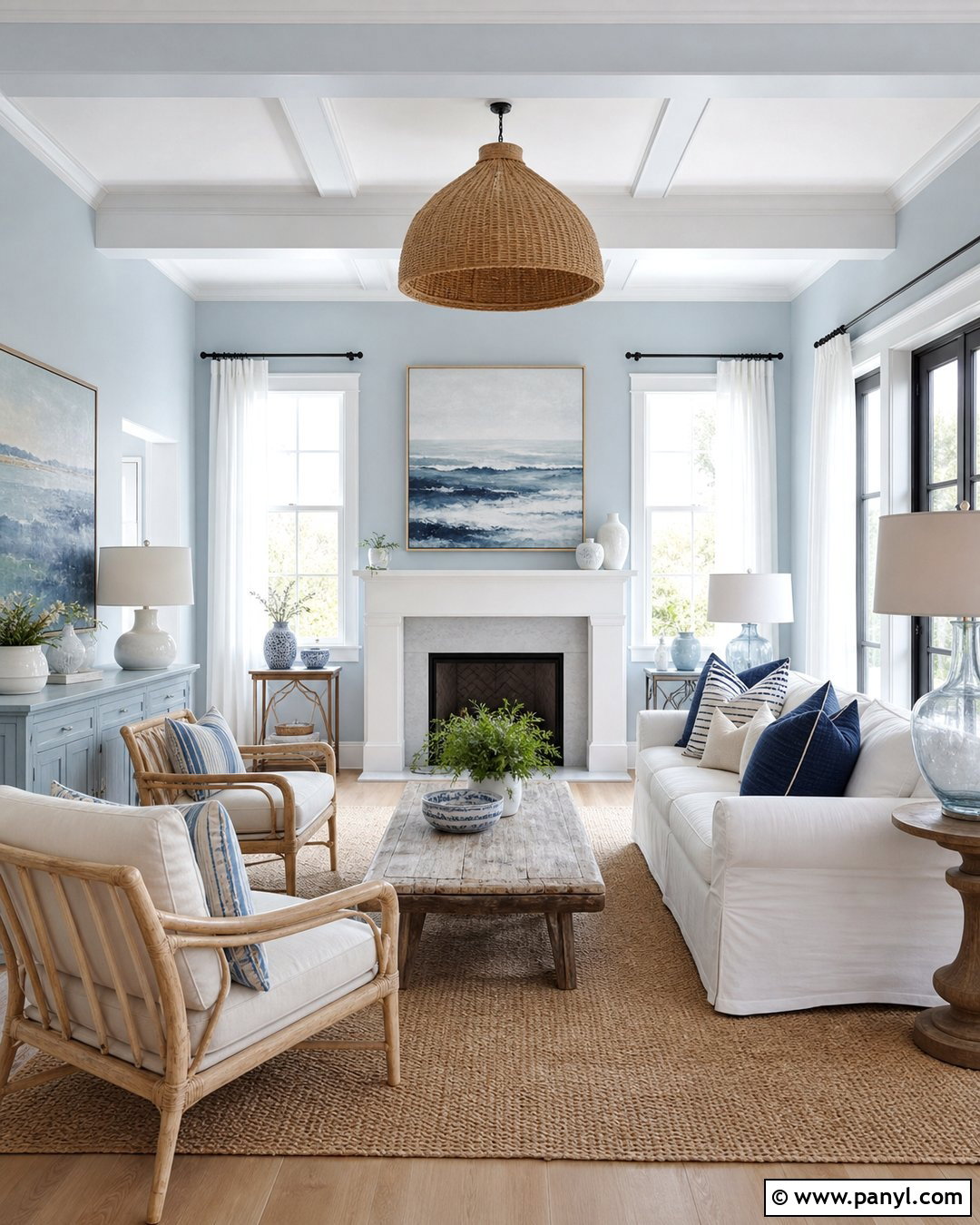 Baby Blue Coastal Living Room Walls - 25 Baby Blue Wall Paint Ideas