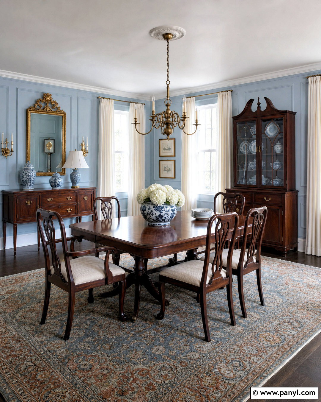 Baby Blue Dining Room With Dark Wood - 20 baby blue interior ideas