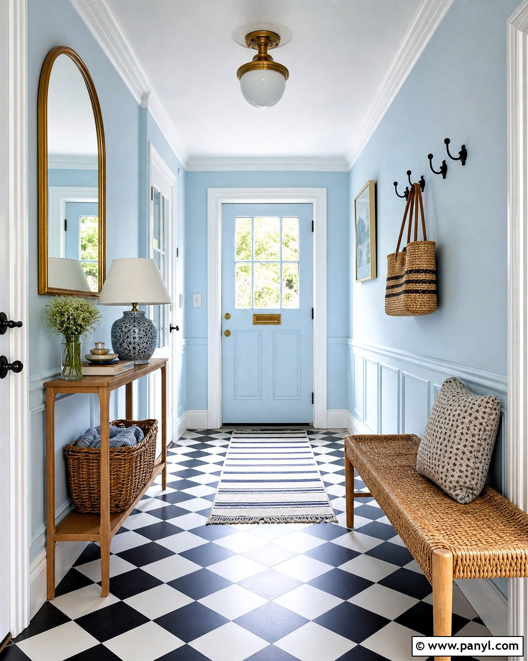 Baby Blue Entryway With Checkerboard Flooring - 20 baby blue interior ideas