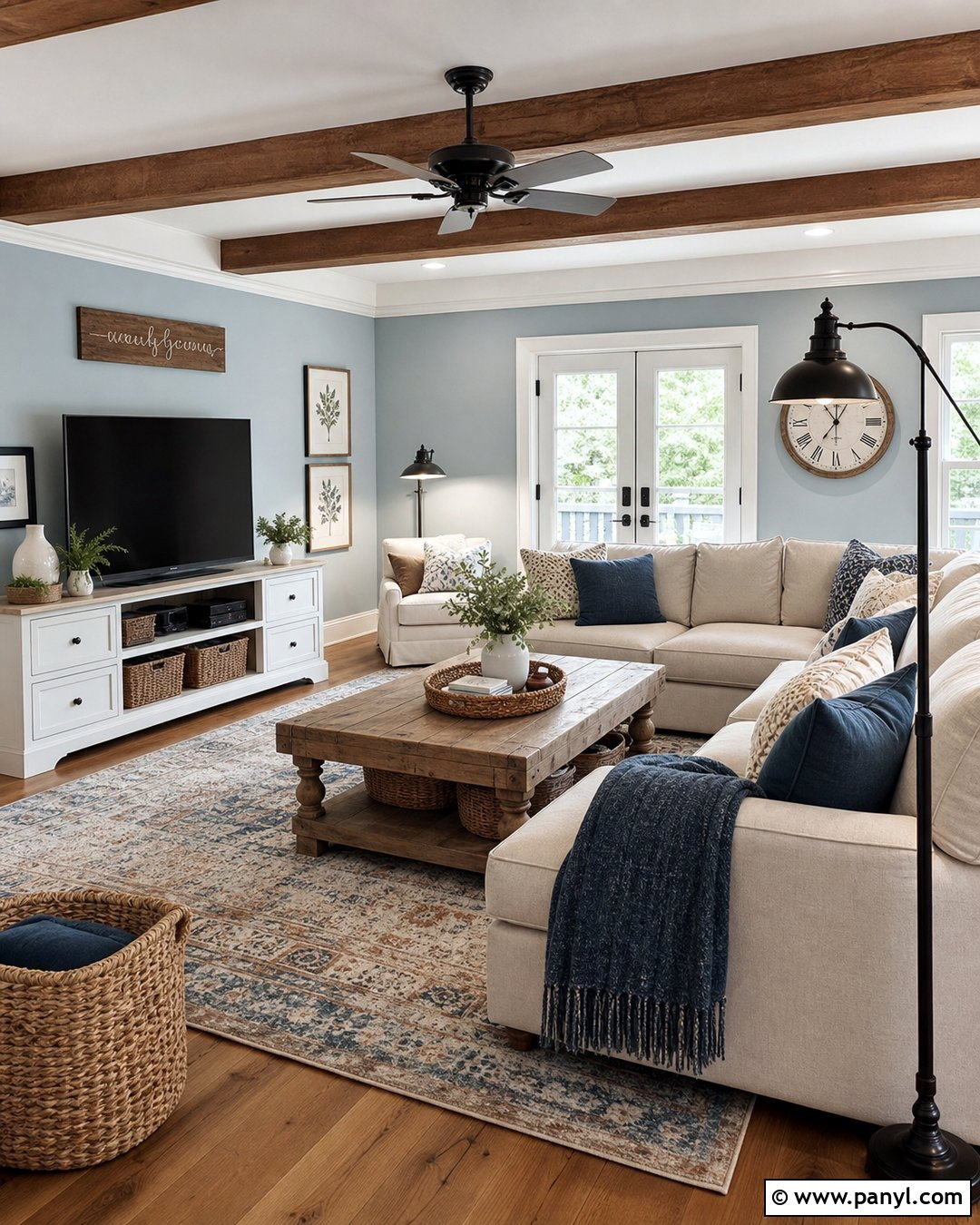 Baby Blue Farmhouse Family Room Walls - 25 Baby Blue Wall Paint Ideas
