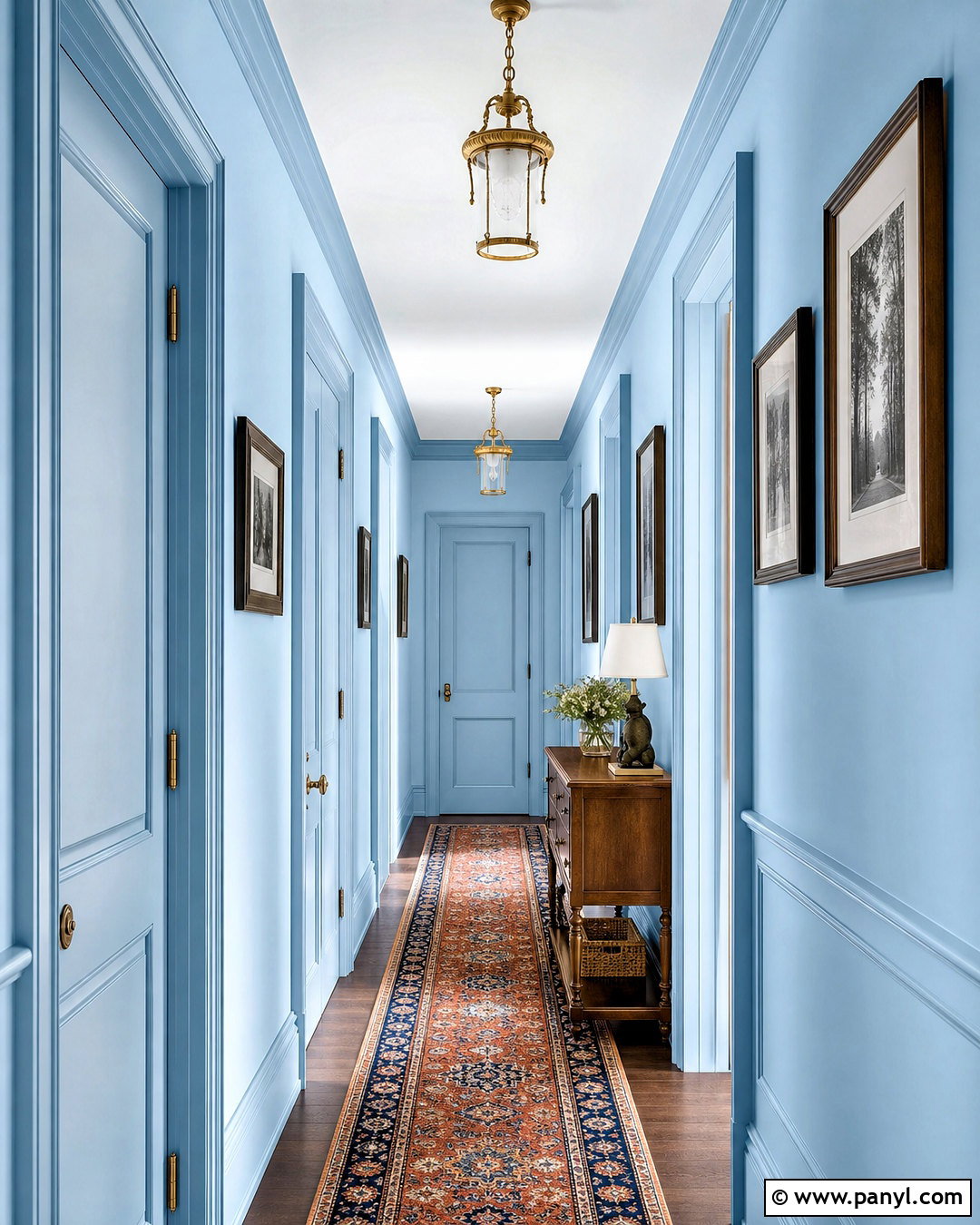 Baby Blue Hallway With Painted Trim - 20 baby blue interior ideas