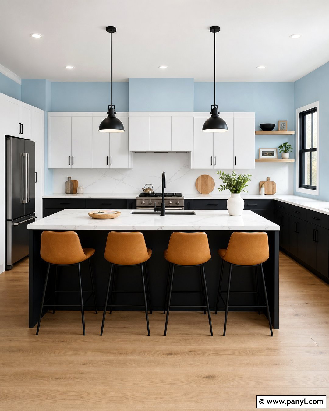 Baby Blue Kitchen Walls With Black Lower Cabinets - 25 Baby Blue Kitchen Walls