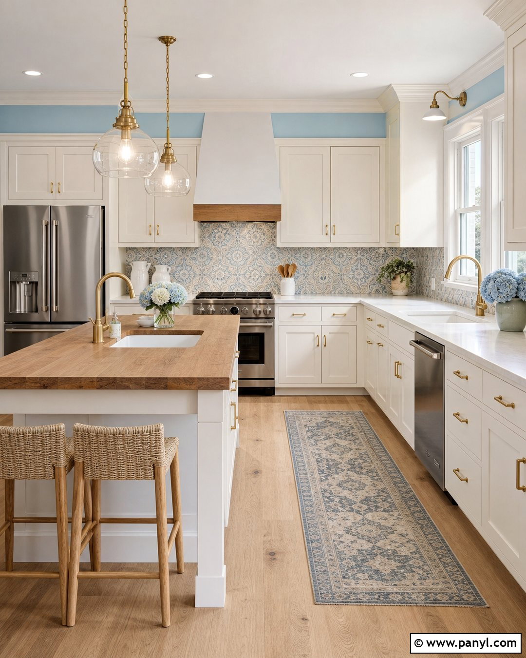 Baby Blue Kitchen Walls With Patterned Tile - 25 Baby Blue Kitchen Walls