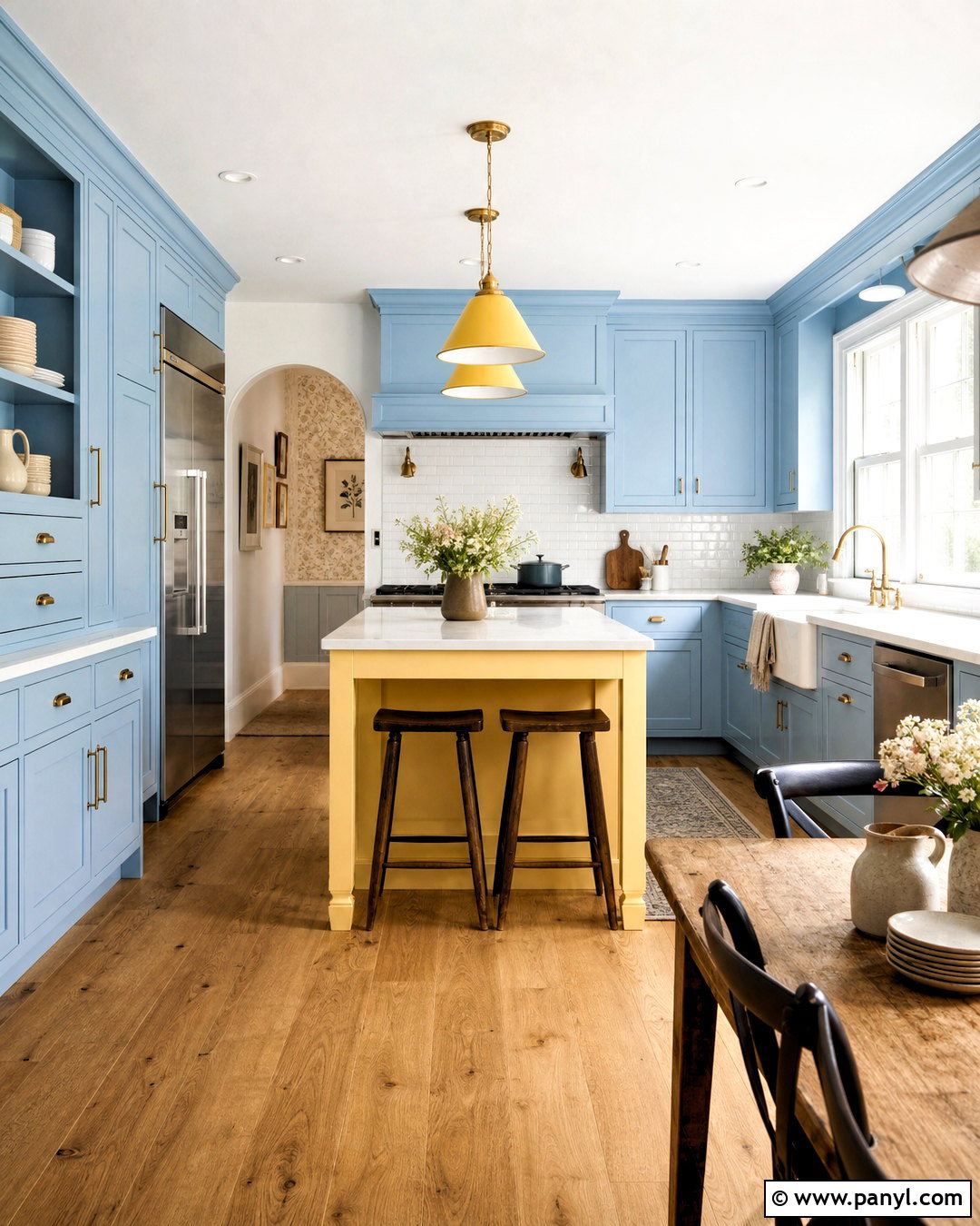 Baby Blue Kitchen With Butter Yellow Accents - 20 baby blue interior ideas