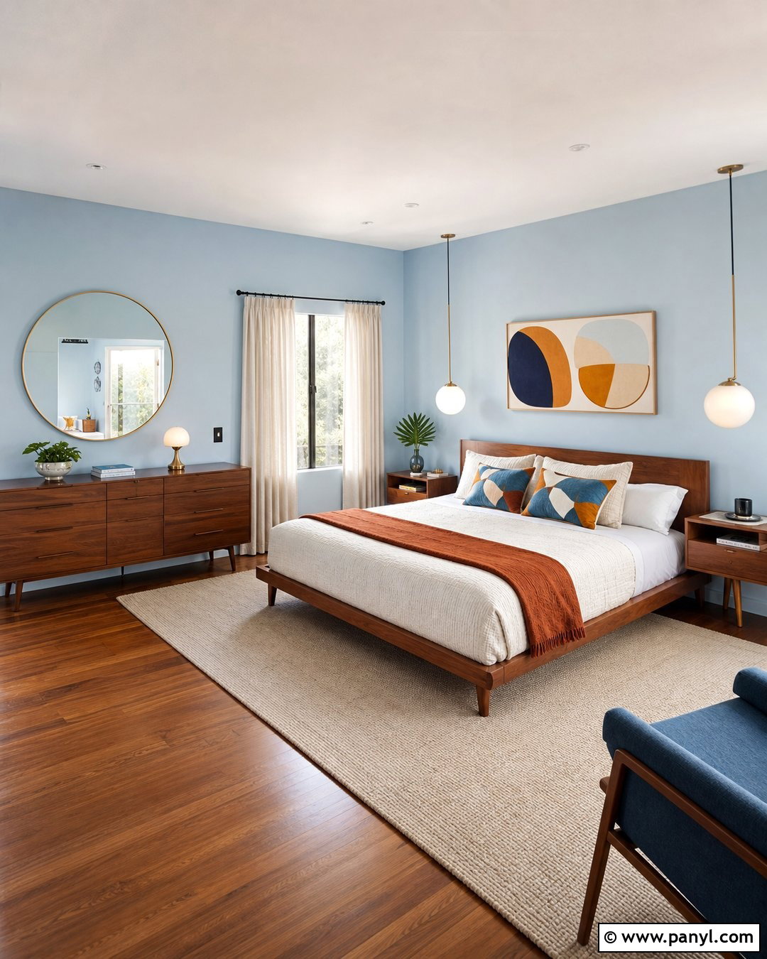 Baby Blue Midcentury Bedroom Walls - 25 Baby Blue Wall Paint Ideas