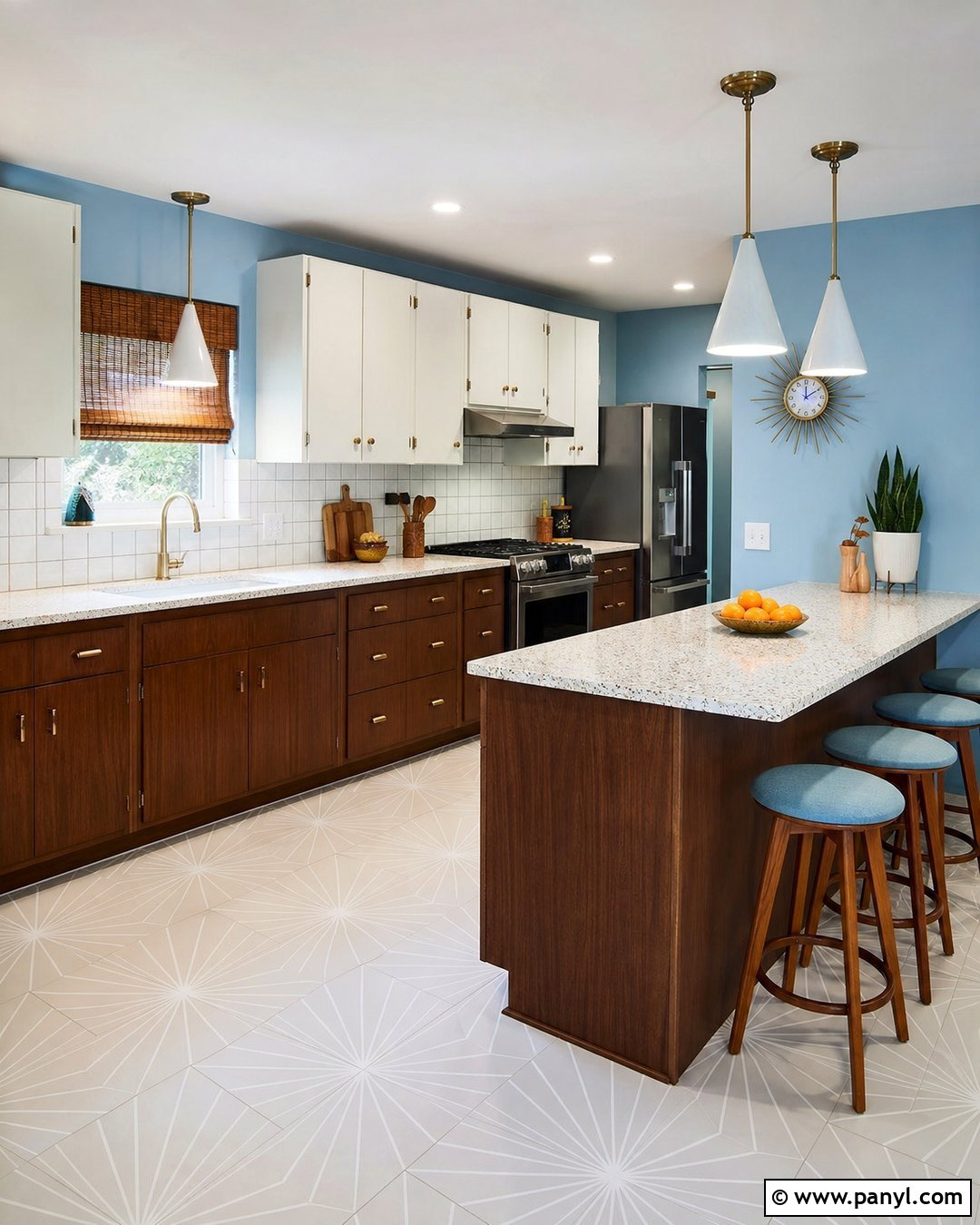 Baby Blue Midcentury Kitchen Walls - 25 Baby Blue Kitchen Walls