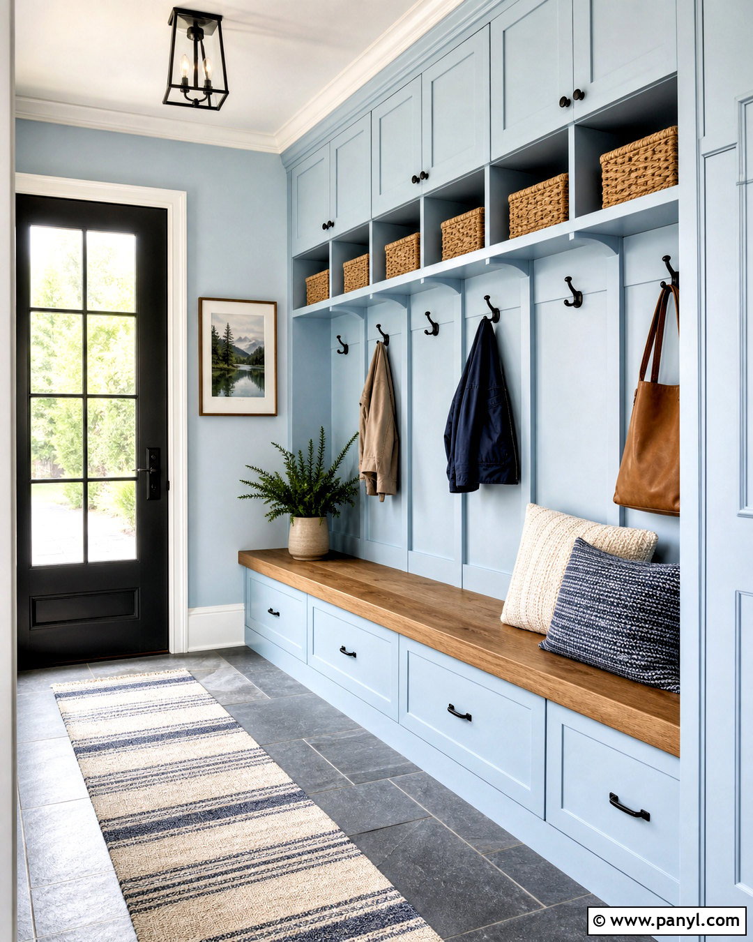 Baby Blue Mudroom With Wood Bench - 20 baby blue interior ideas