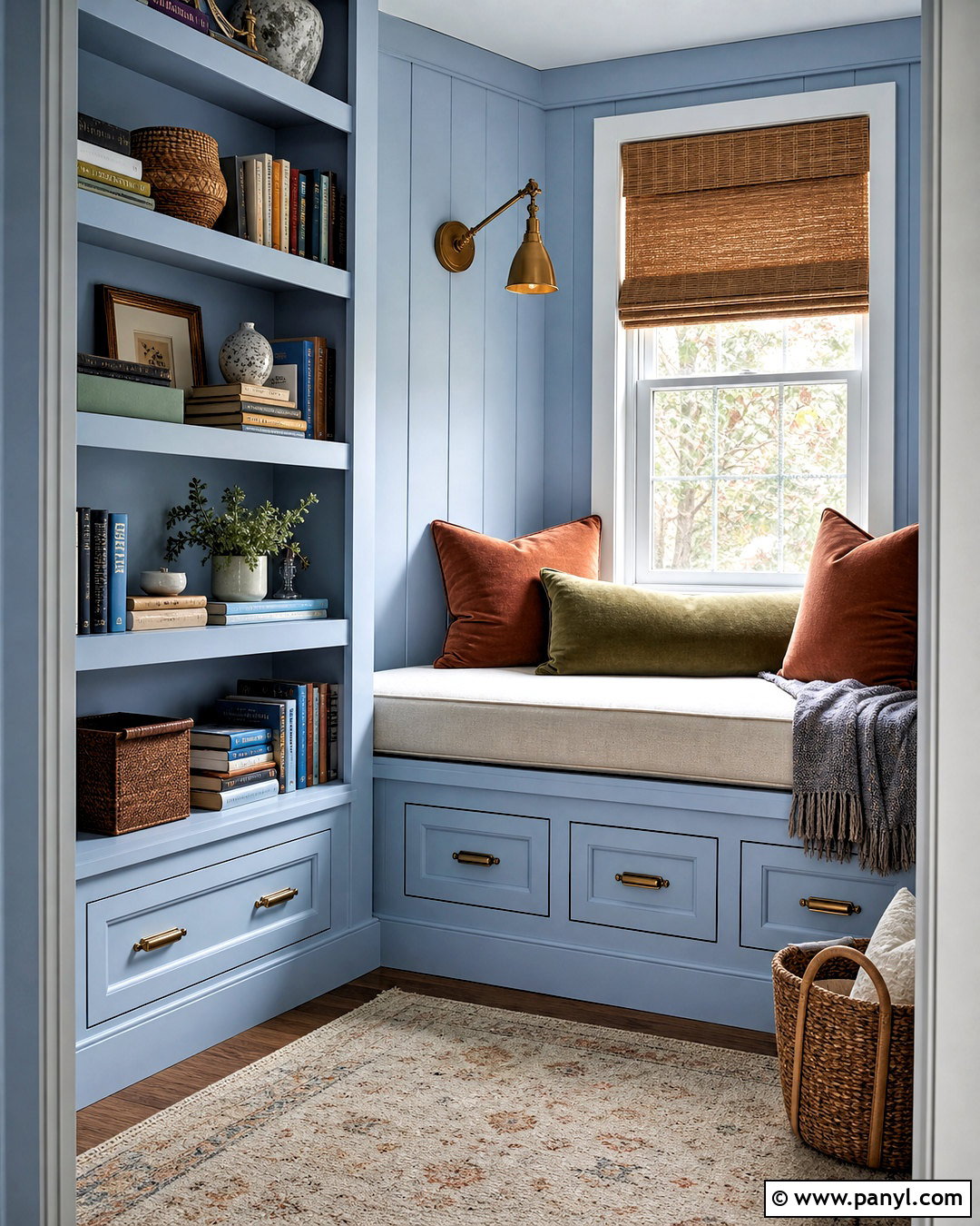 Baby Blue Reading Nook With Built-In Seating - 20 baby blue interior ideas