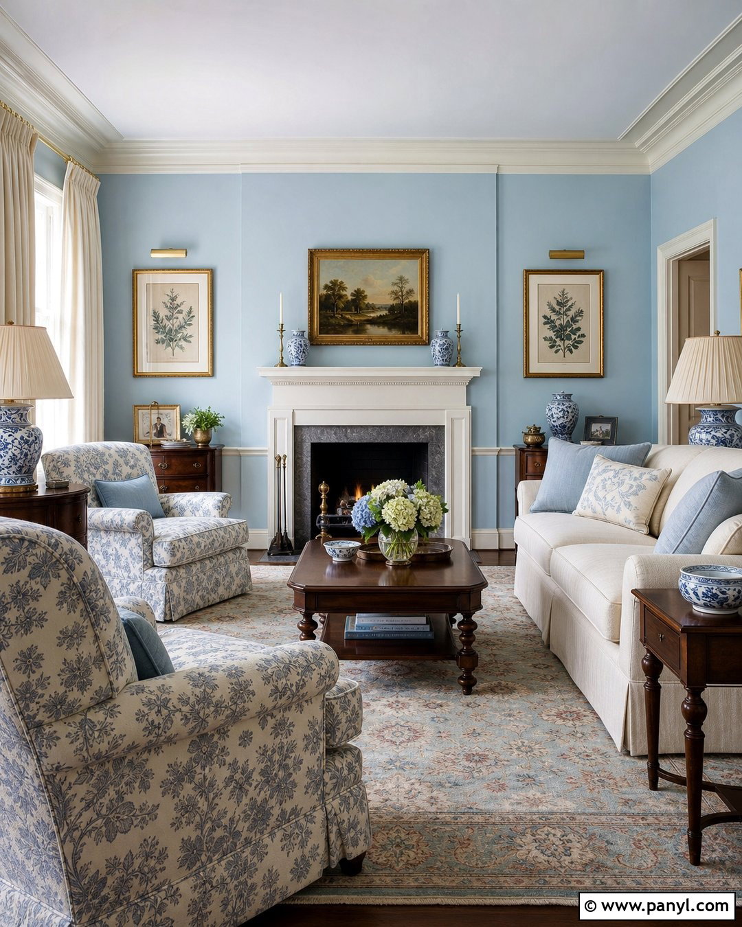 Baby Blue Traditional Sitting Room Walls - 25 Baby Blue Wall Paint Ideas