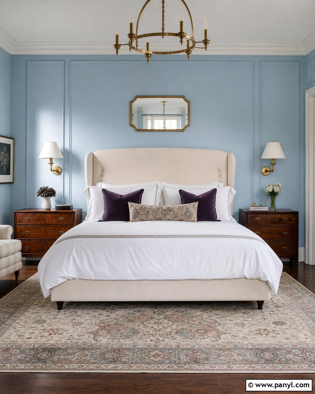 Baby Blue Walls With Brass Accents - 35 baby blue wall ideas