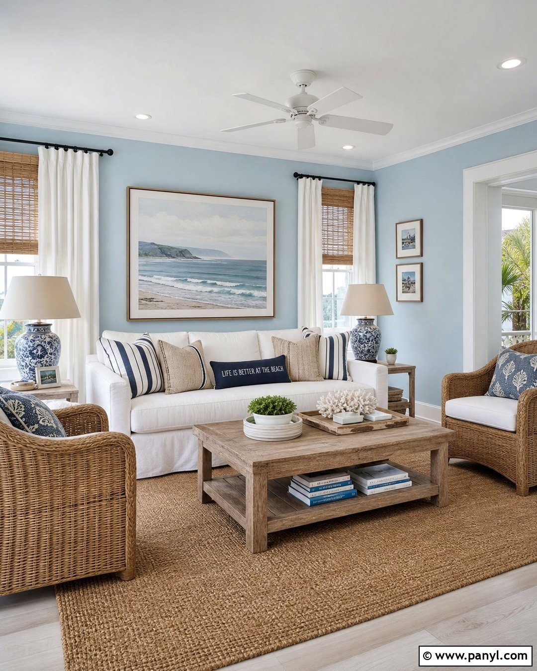 Baby Blue Walls With Coastal Decor - 35 baby blue wall ideas