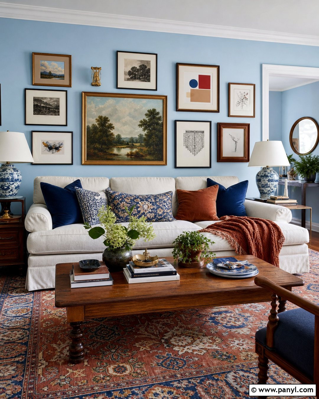 Baby Blue Walls With Gallery Art - 35 baby blue wall ideas