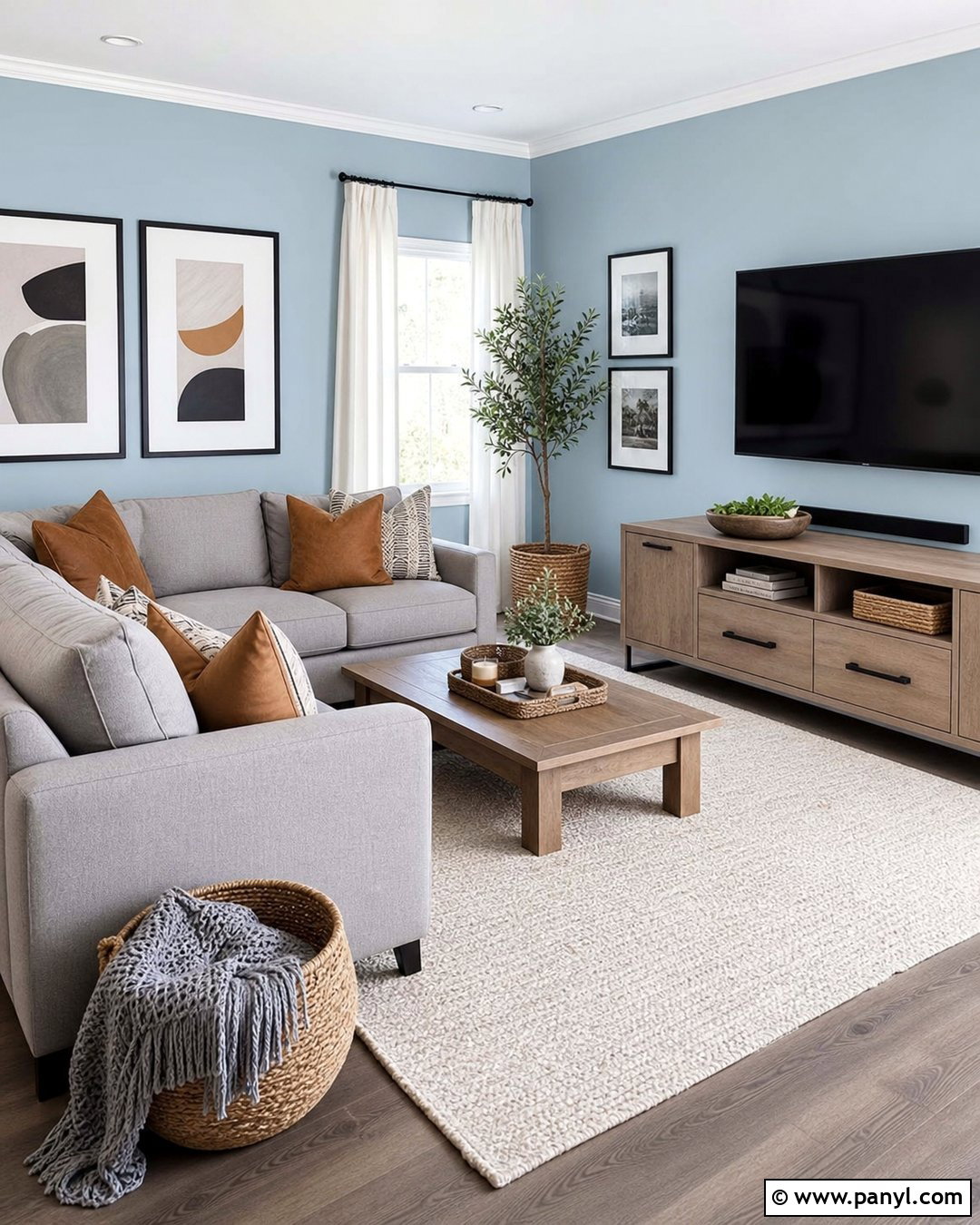 Baby Blue Walls With Gray Decor - 35 baby blue wall ideas