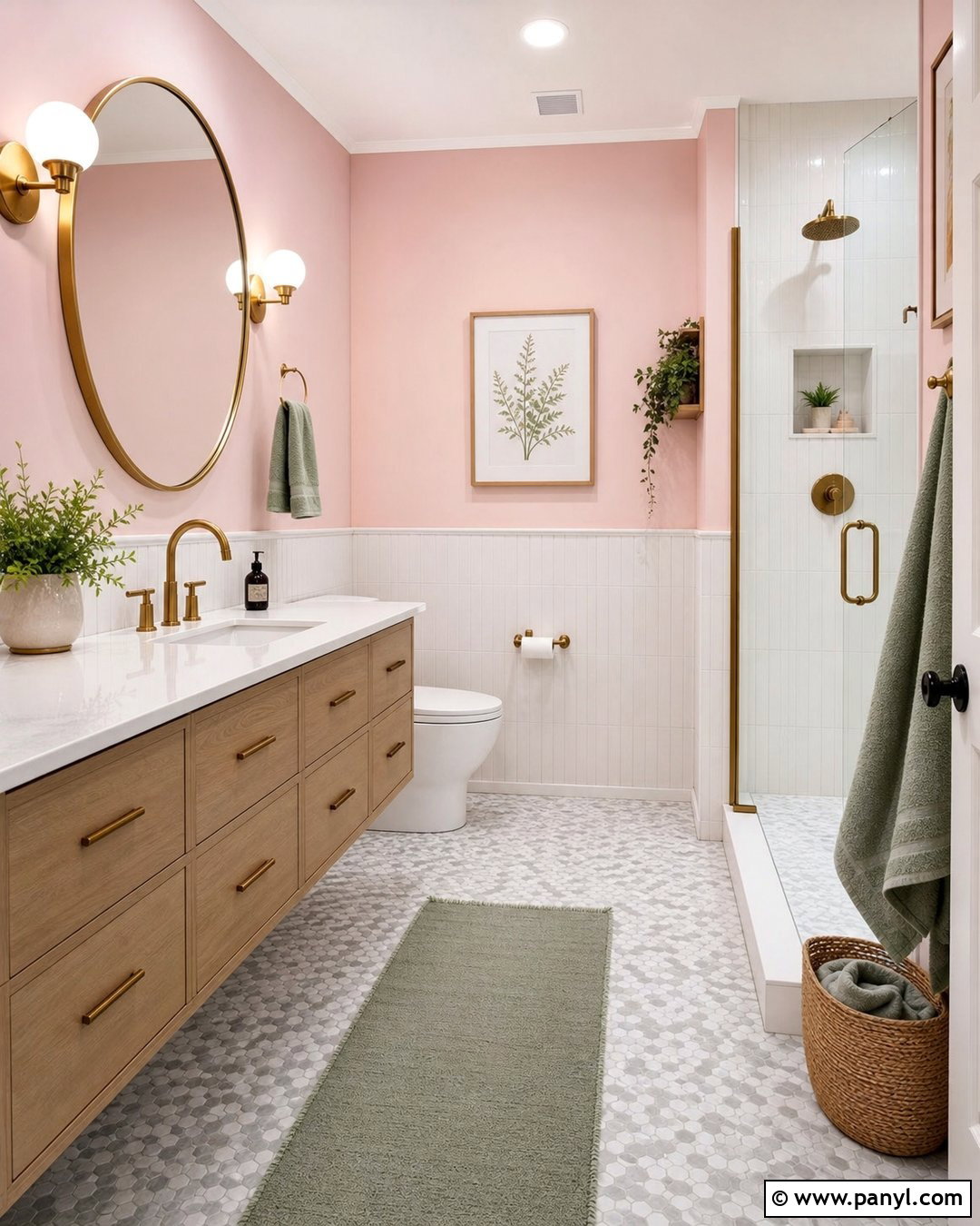 Baby Pink Bathroom - 35 Baby Pink Wall Ideas