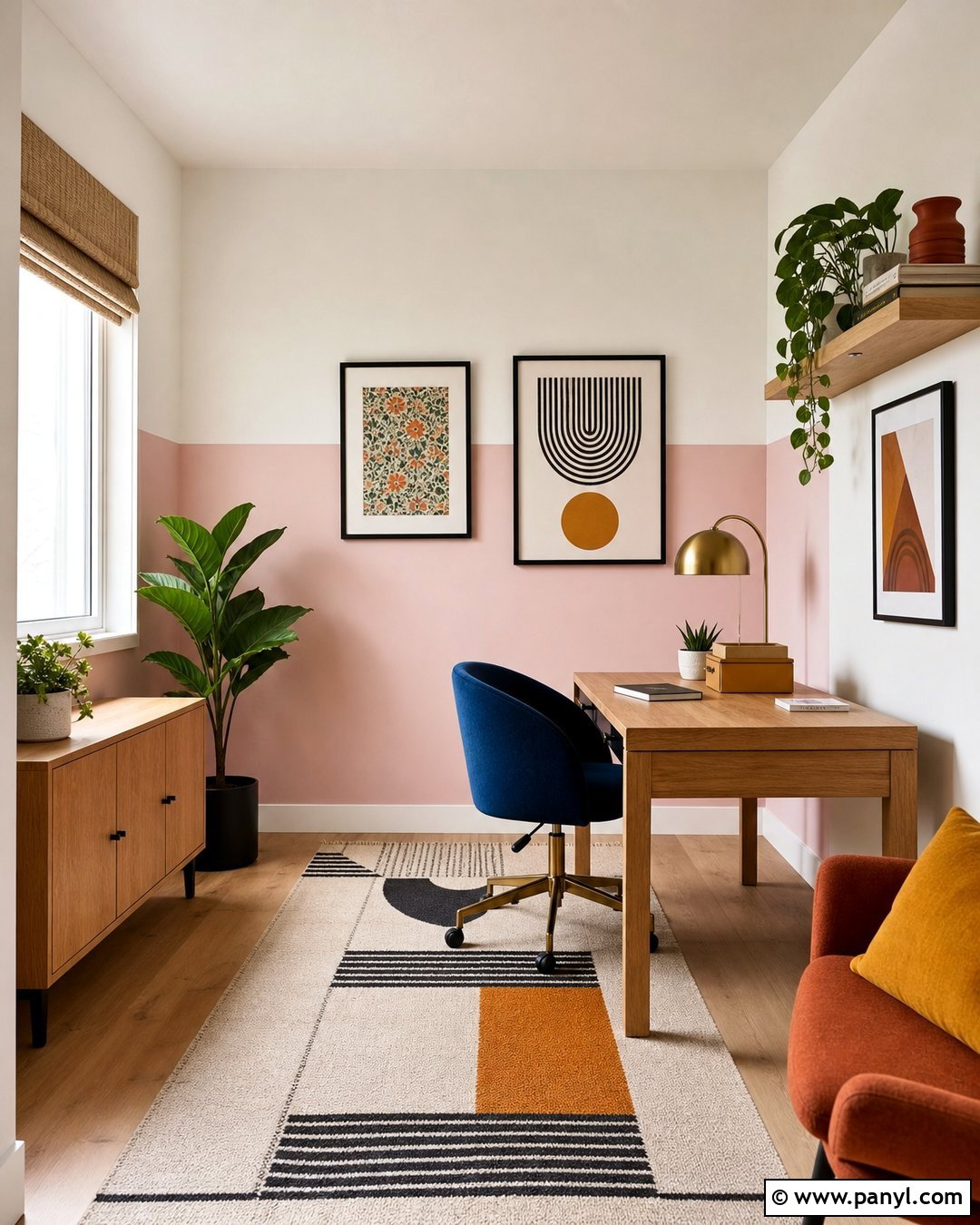 Baby Pink Color Block Wall - 35 Baby Pink Wall Ideas