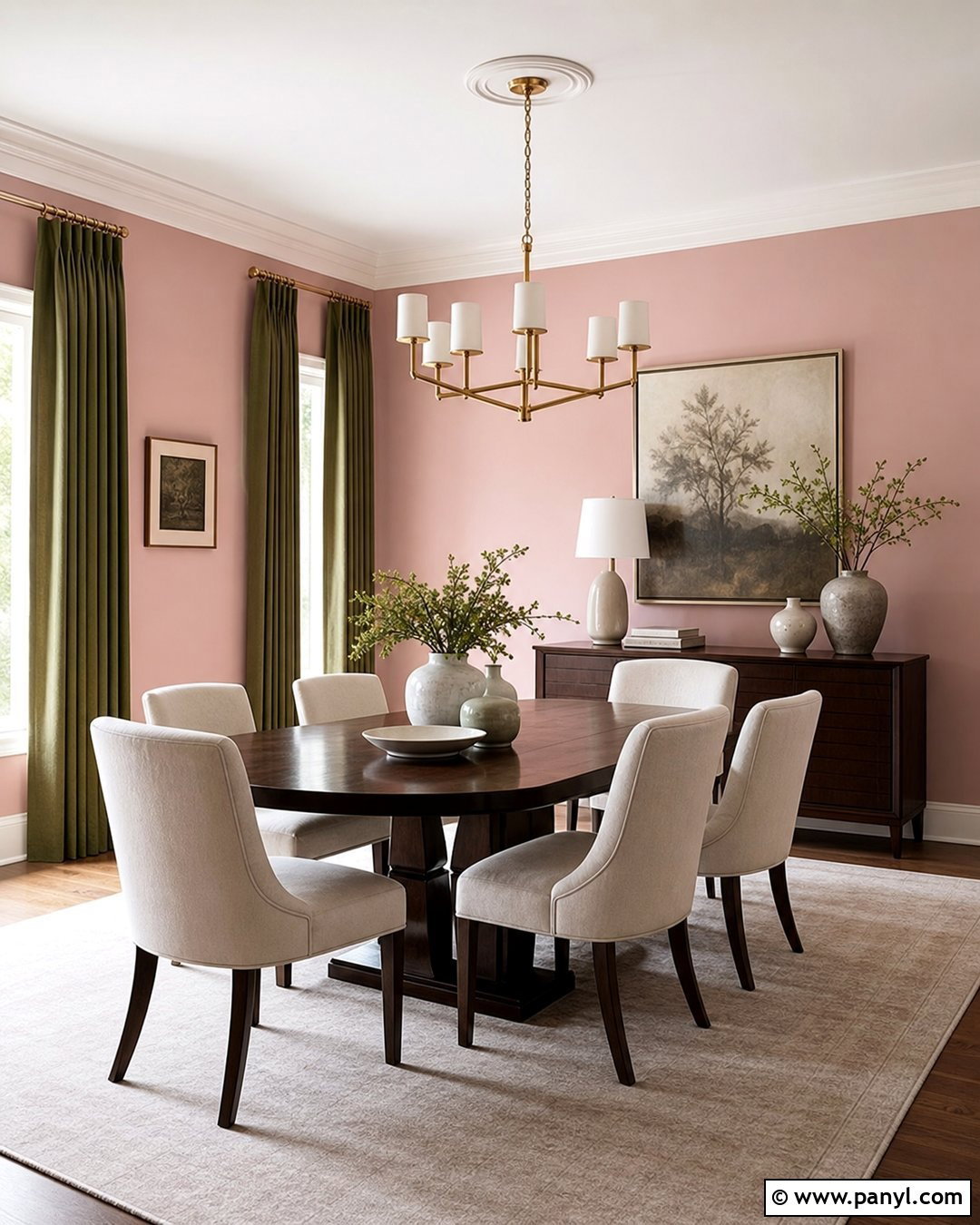 Baby Pink Dining Room - 35 Baby Pink Wall Ideas