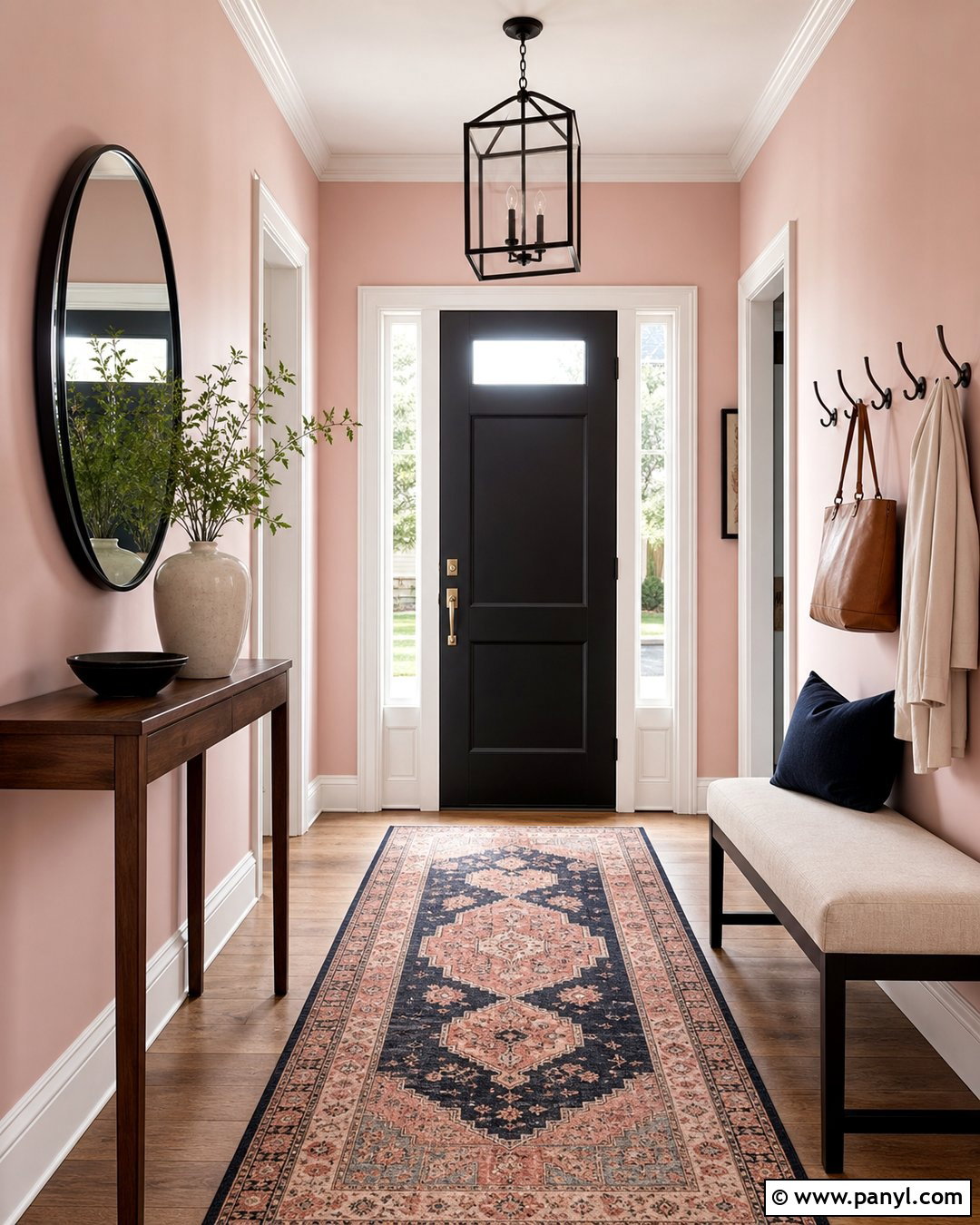 Baby Pink Entryway - 35 Baby Pink Wall Ideas