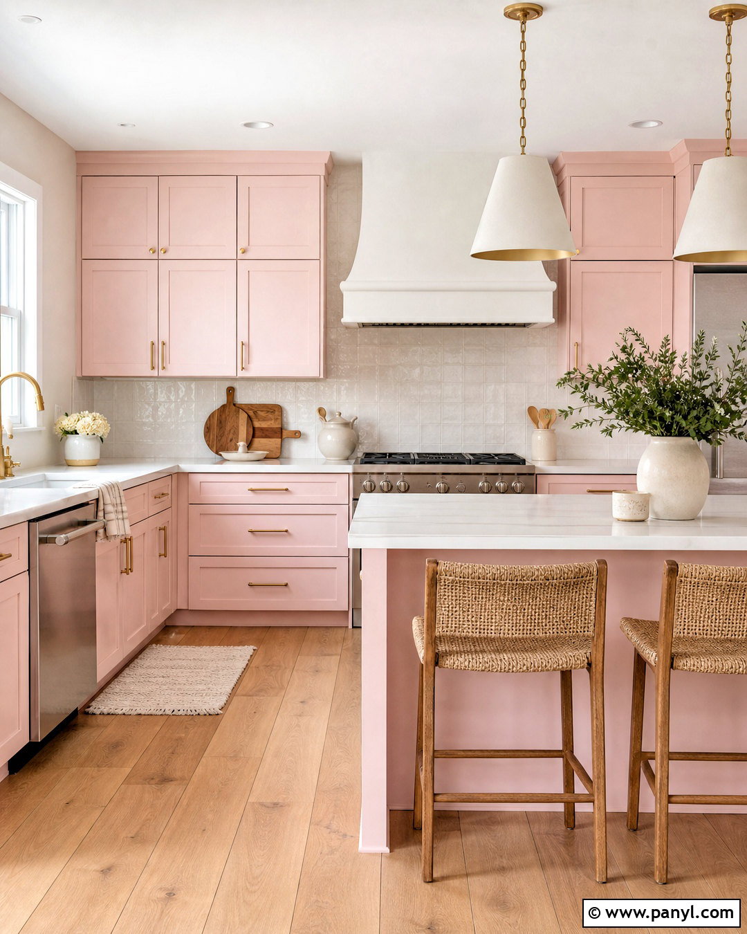 Baby Pink Kitchen Cabinets With White Walls - 20 baby pink paint ideas