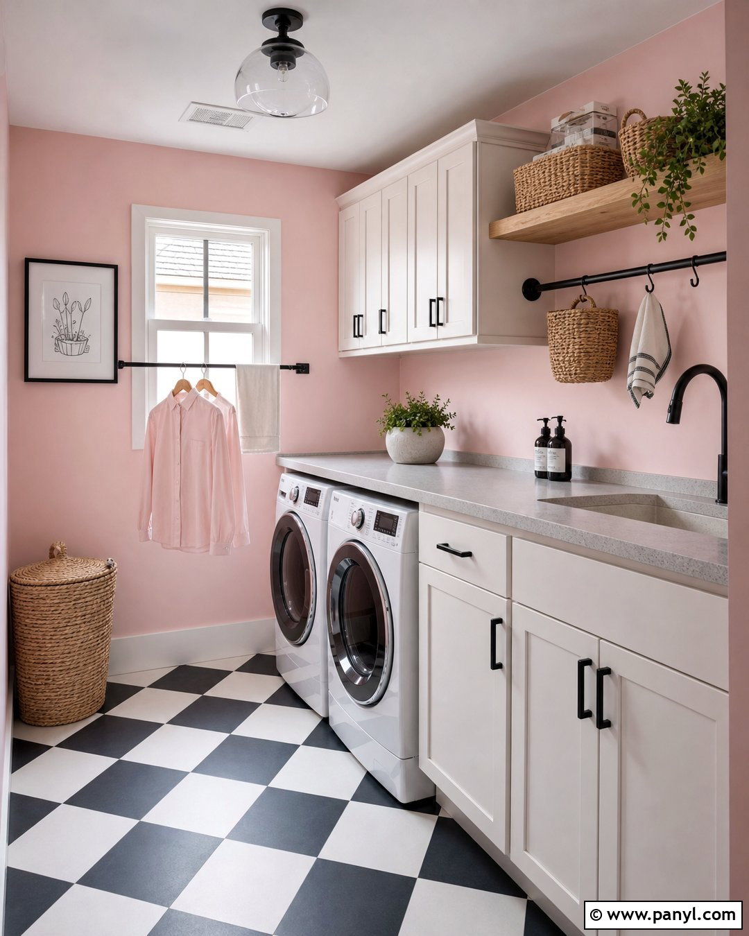 Baby Pink Laundry Room - 35 Baby Pink Wall Ideas