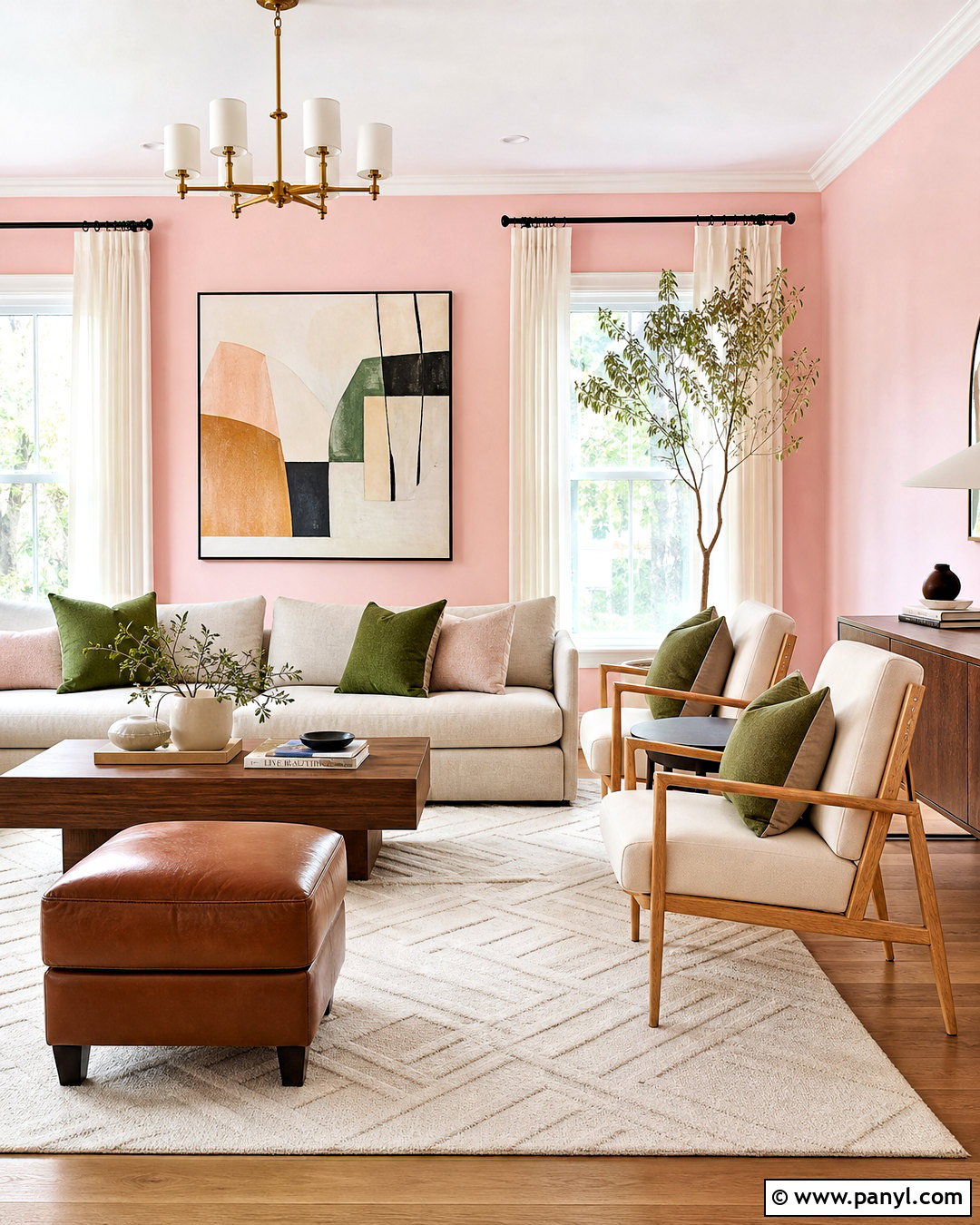 Baby Pink Living Room With Cream Furniture - 20 baby pink paint ideas