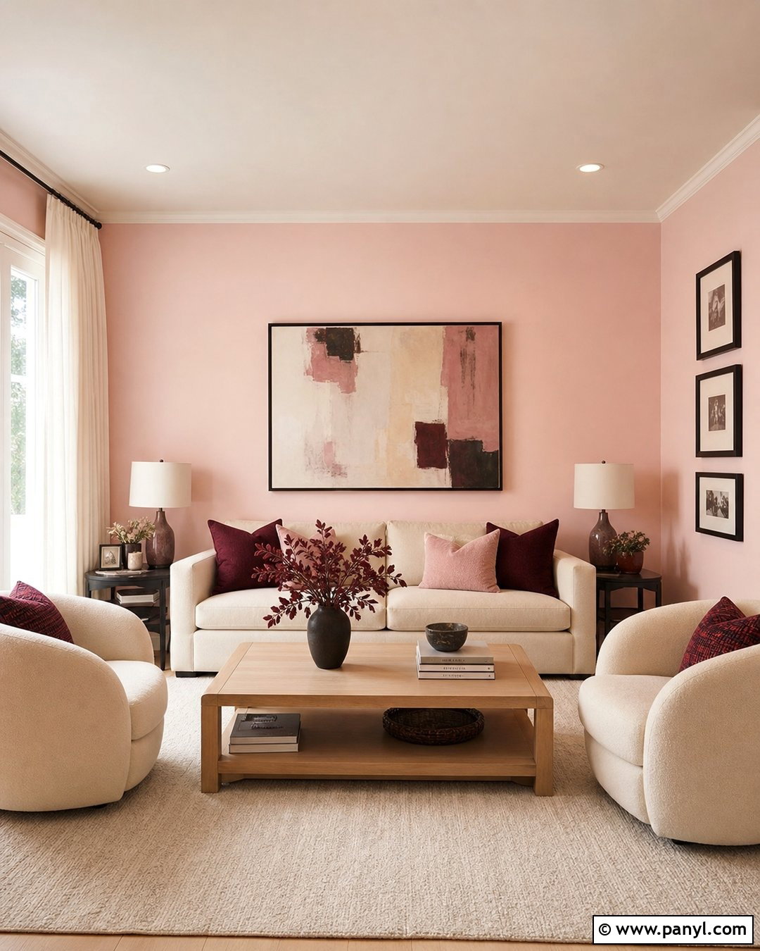 Baby Pink Living Room - 35 Baby Pink Wall Ideas