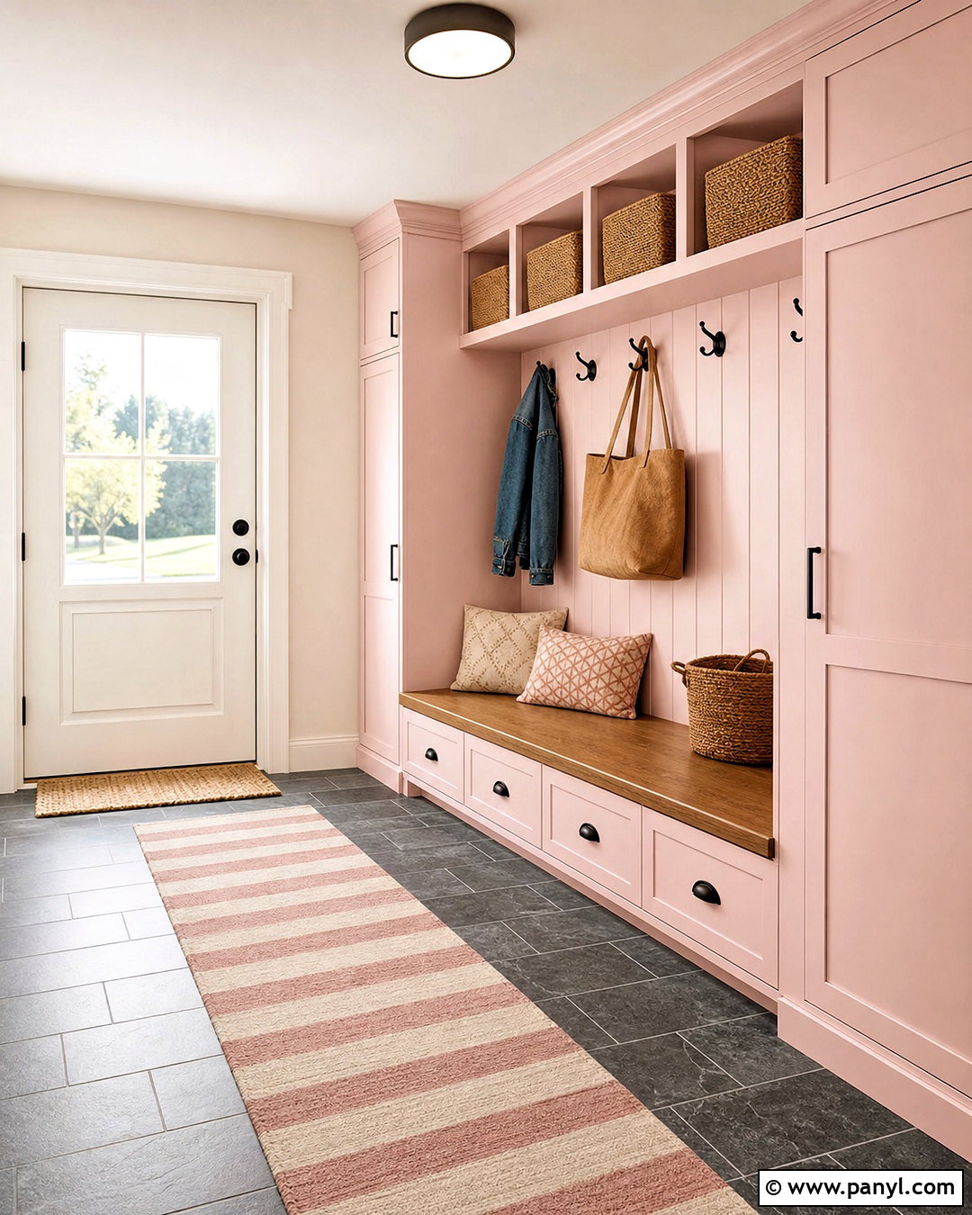 Baby Pink Mudroom Cabinets - 20 baby pink paint ideas
