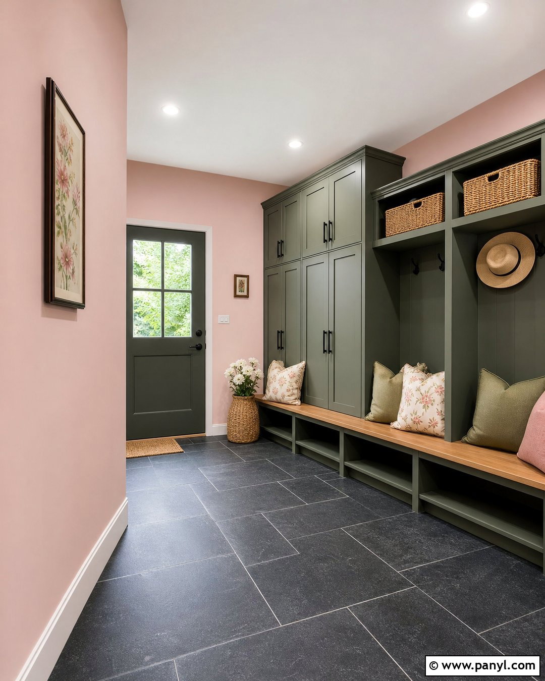 Baby Pink Mudroom - 35 Baby Pink Wall Ideas