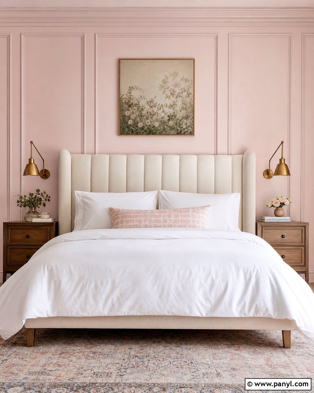 Baby Pink Paneled Wall - 35 Baby Pink Wall Ideas