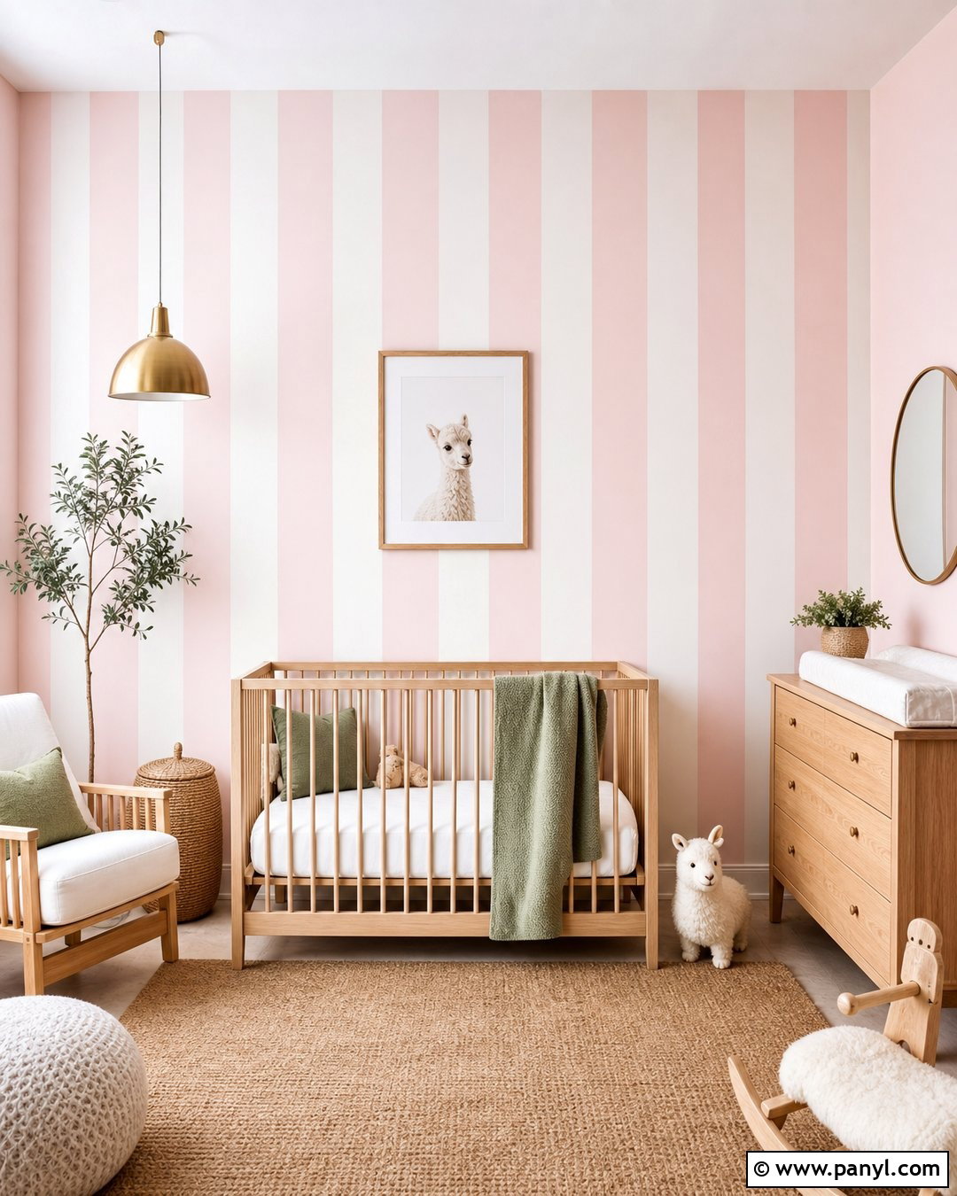 Baby Pink Striped Wall - 35 Baby Pink Wall Ideas