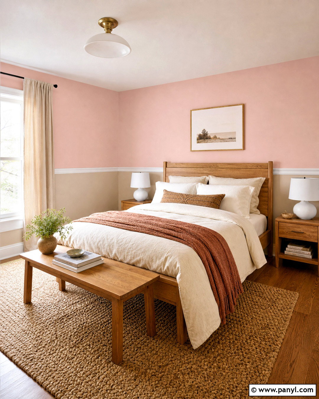 Baby Pink Two-Tone Bedroom Walls - 20 baby pink paint ideas