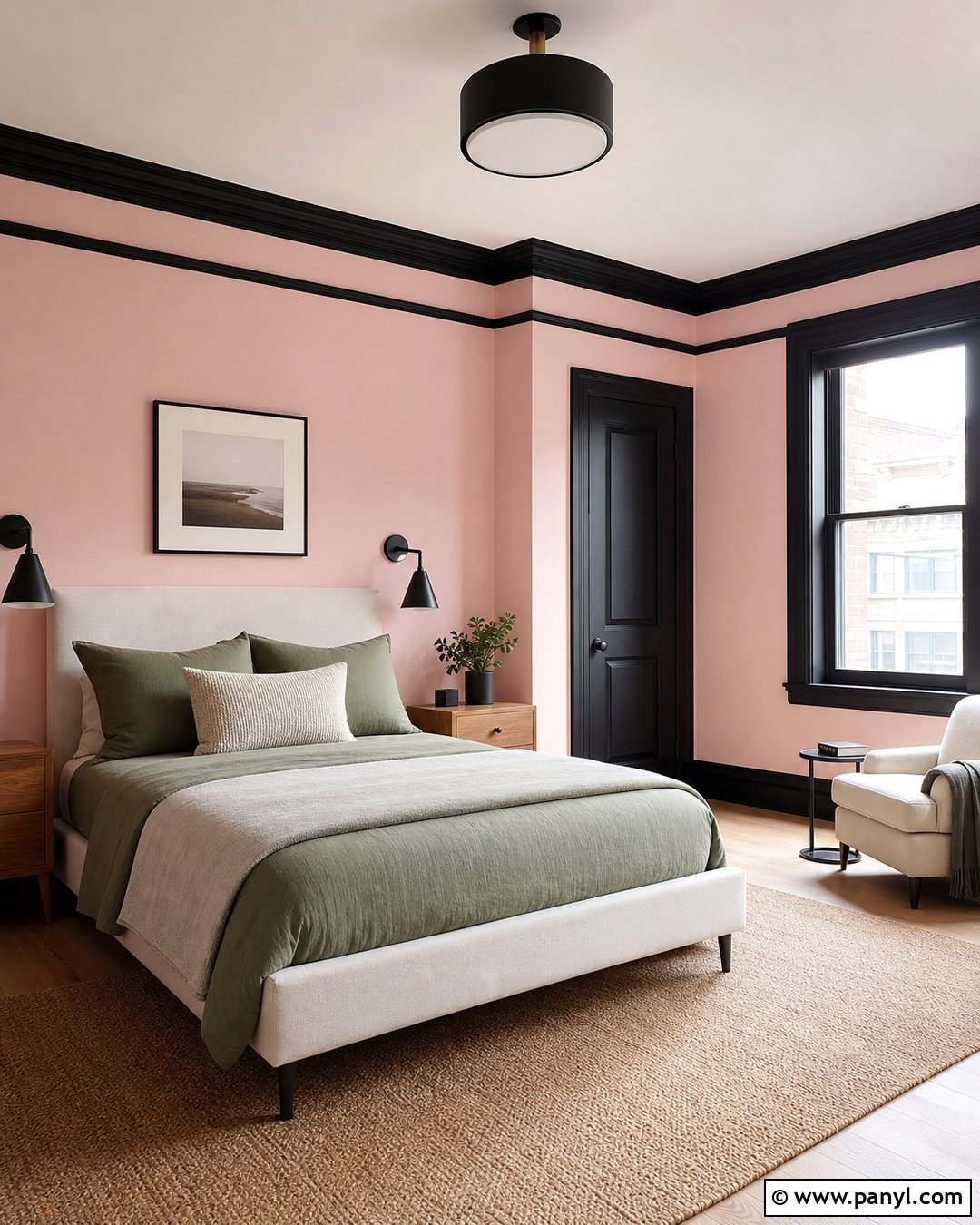 Baby Pink Wall With Black Trim - 35 Baby Pink Wall Ideas