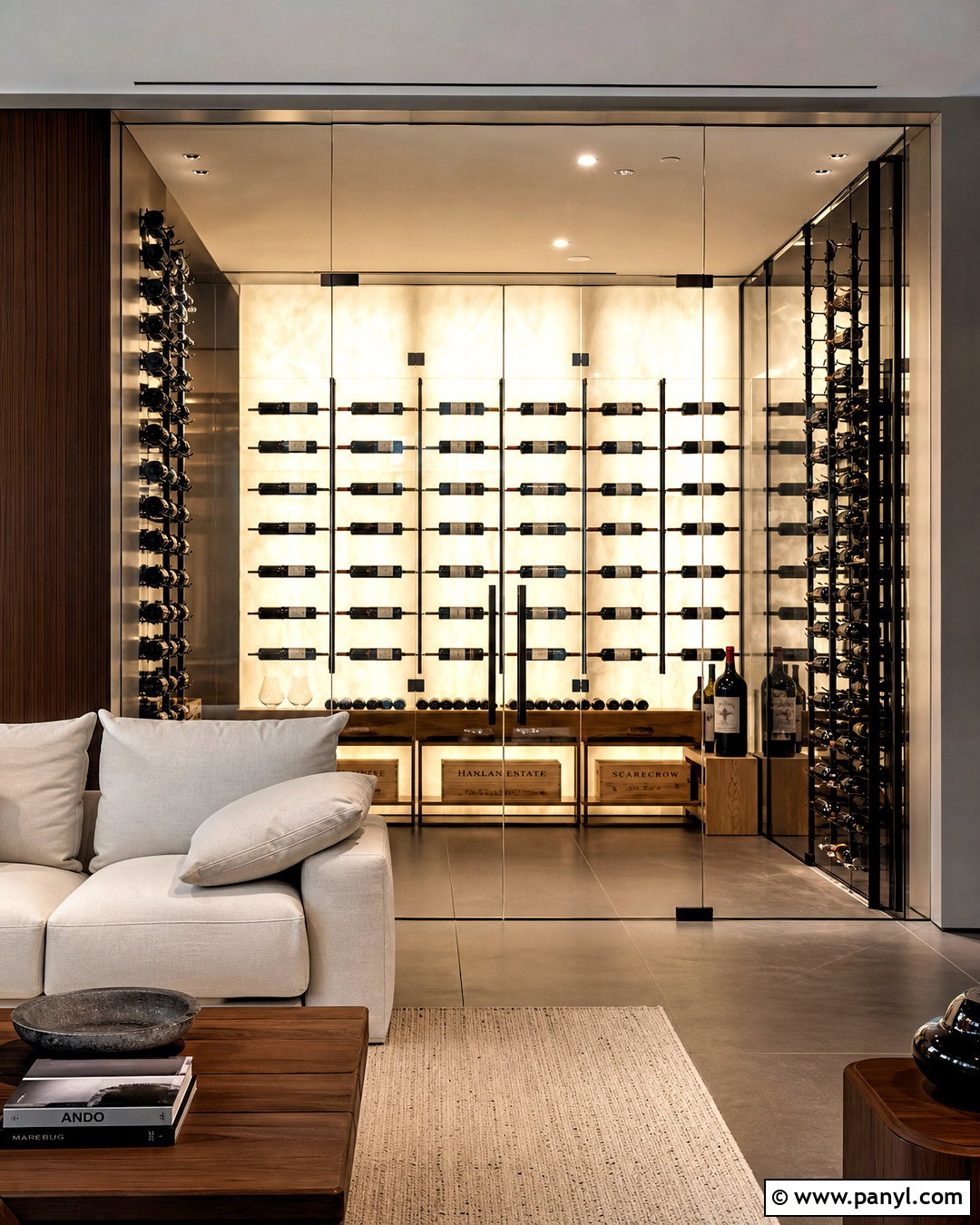 Backlit Frameless Wine Cellar - 20 frameless wine cellar ideas