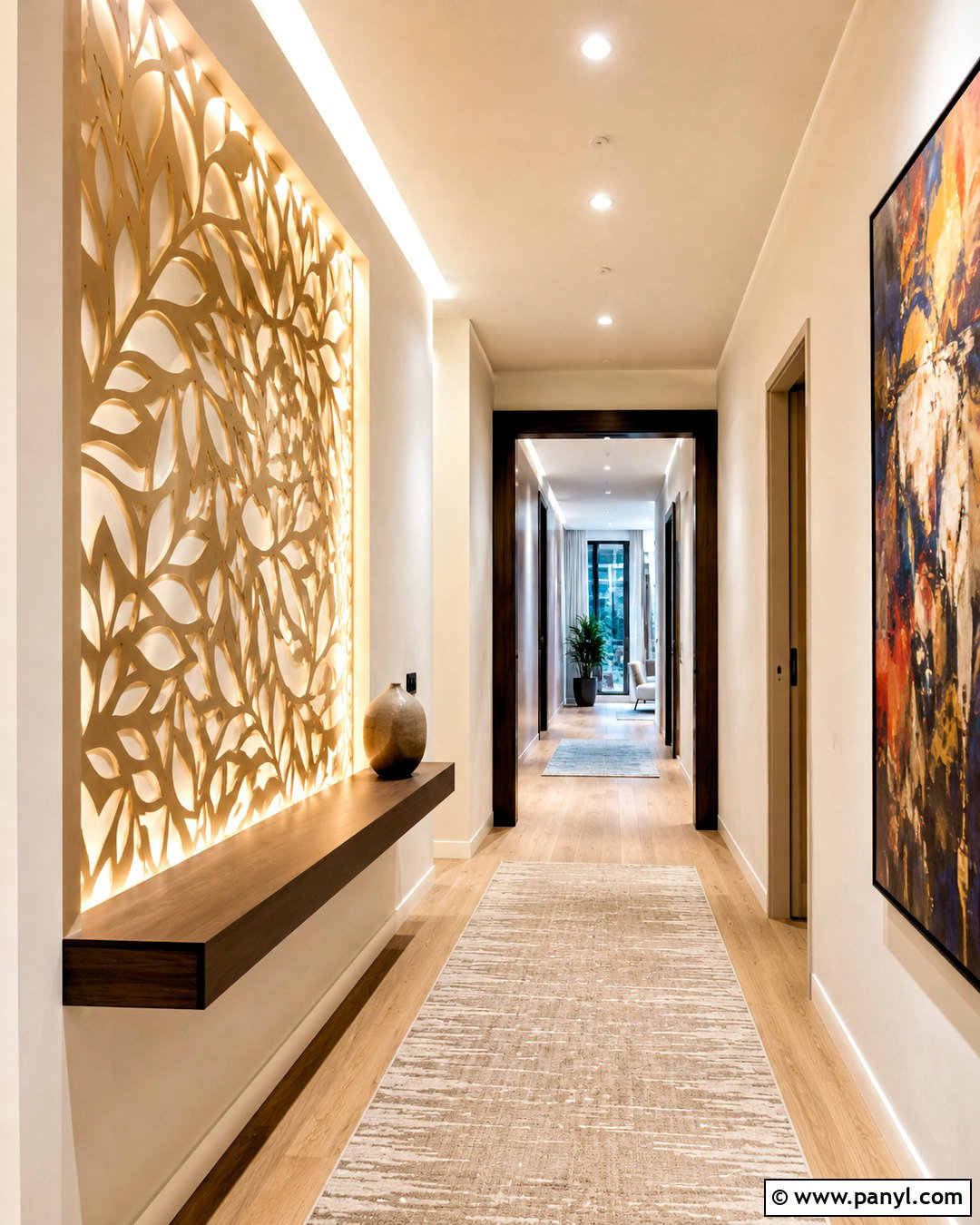 Backlit Metal Wall Panel Hallway - 20 metal wall panel ideas