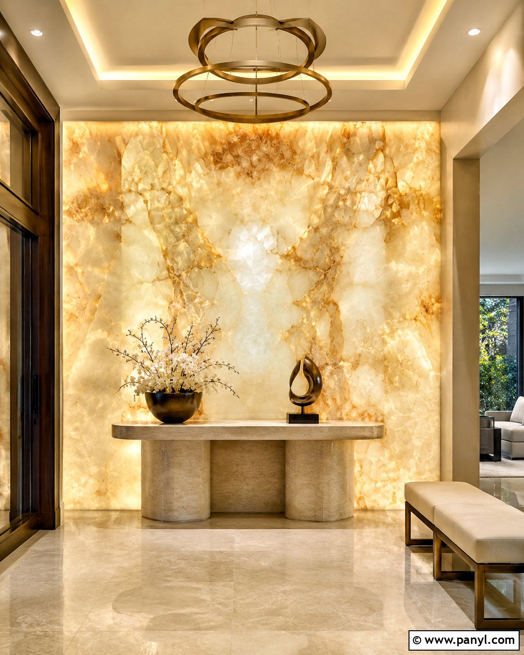 Backlit Onyx Marble Wall - 20 marble wall design luxury ideas